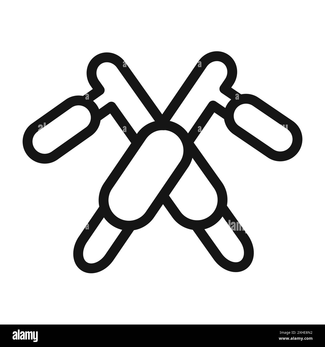 Icône Tonfa symbole vectoriel ou collection d'ensembles de signes dans un contour noir et blanc Illustration de Vecteur