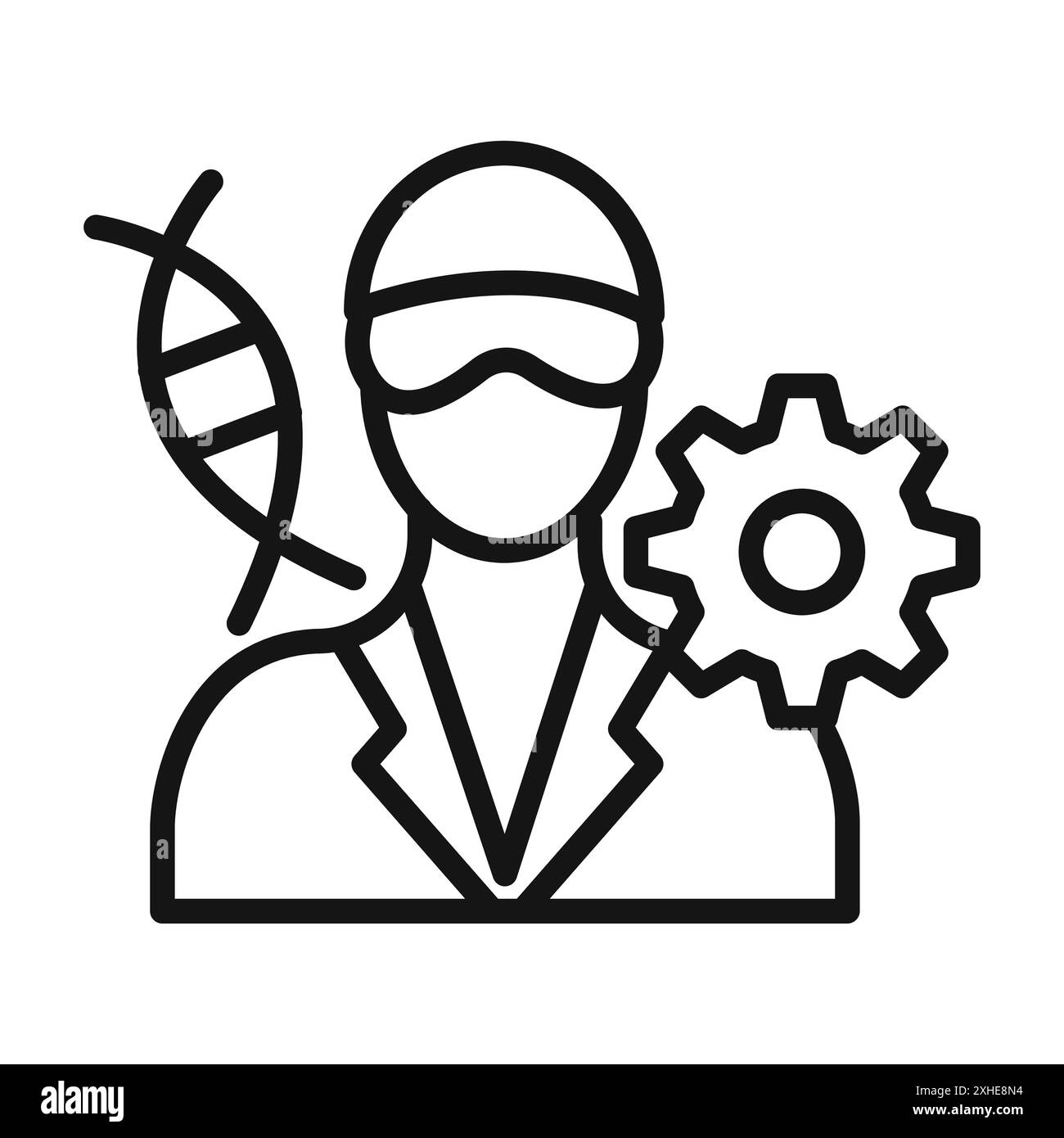 Icône d'ingénieur biomédical symbole vectoriel ou collection d'ensembles de signes dans un contour noir et blanc Illustration de Vecteur