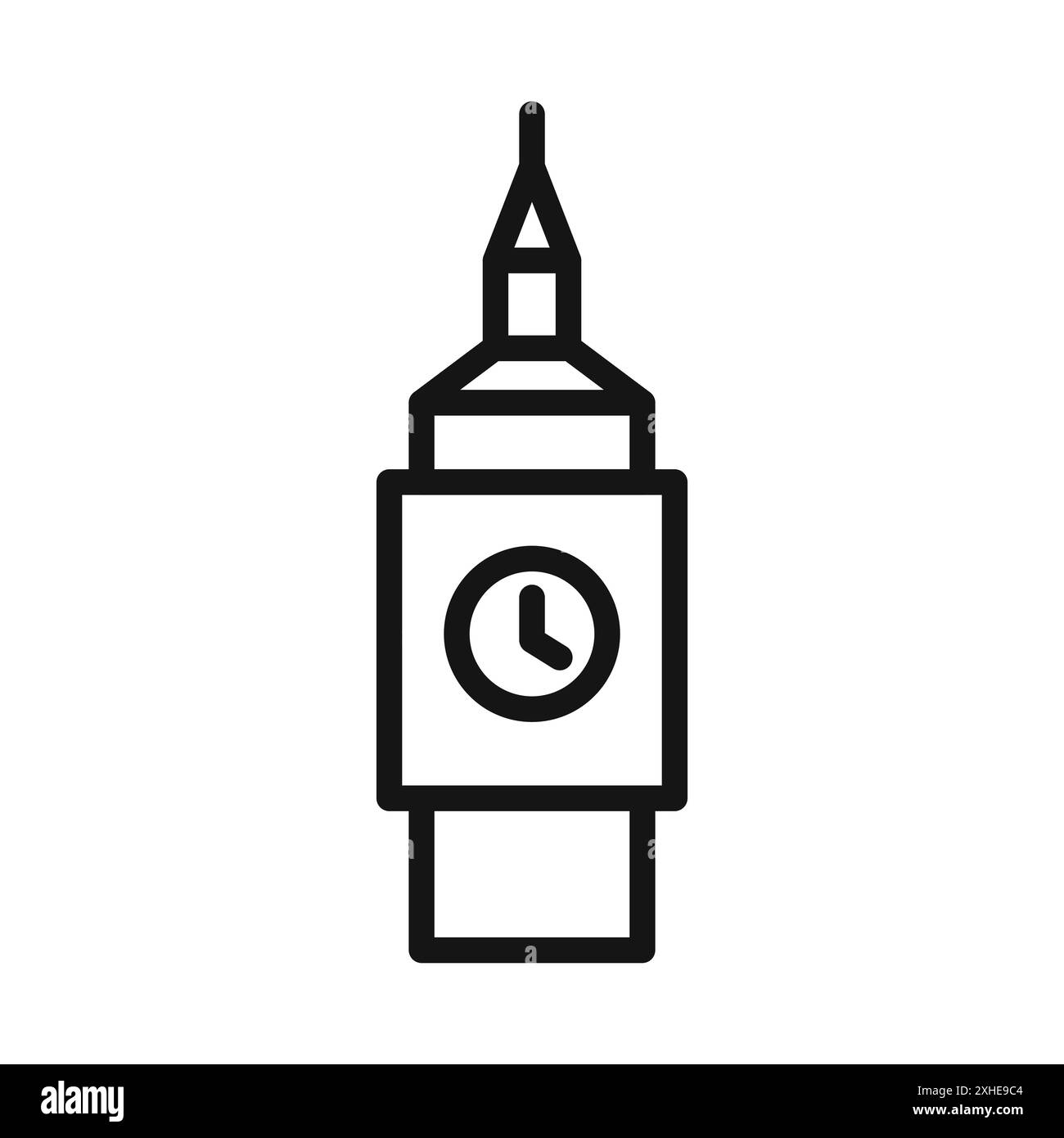 Big Ben icône Vector symbole ou collection d'ensemble de signe dans un contour noir et blanc Illustration de Vecteur