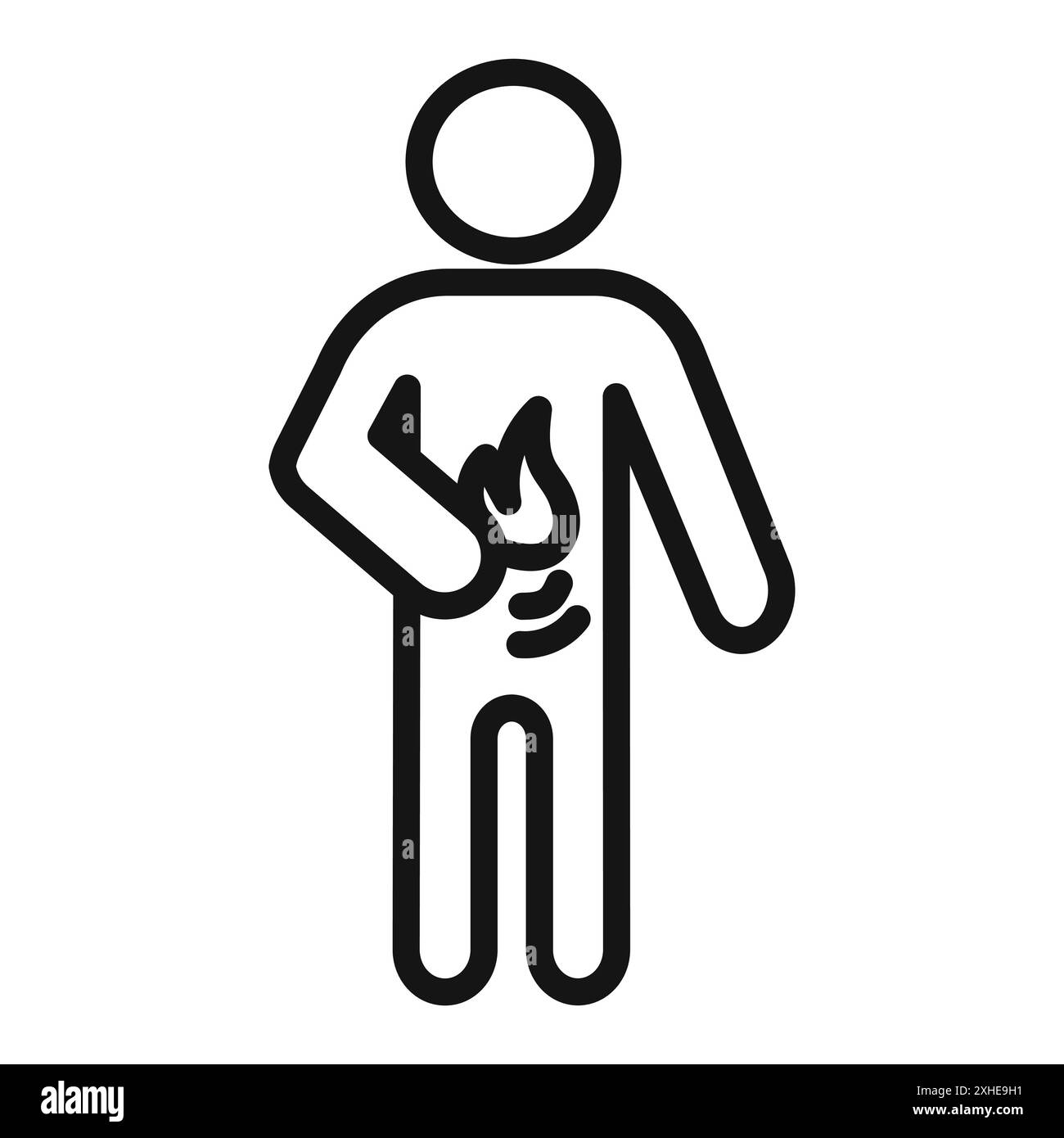 Icône indigestion symbole vectoriel ou ensemble de signes collection dans un contour noir et blanc Illustration de Vecteur