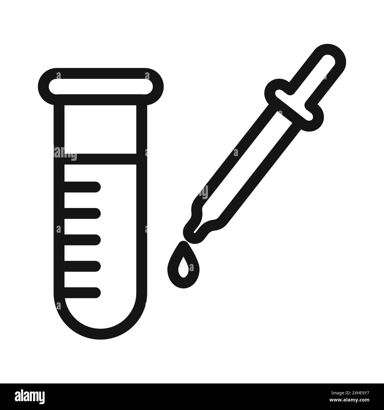 Icône de test de laboratoire symbole vectoriel ou ensemble de signes collection dans un contour noir et blanc Illustration de Vecteur