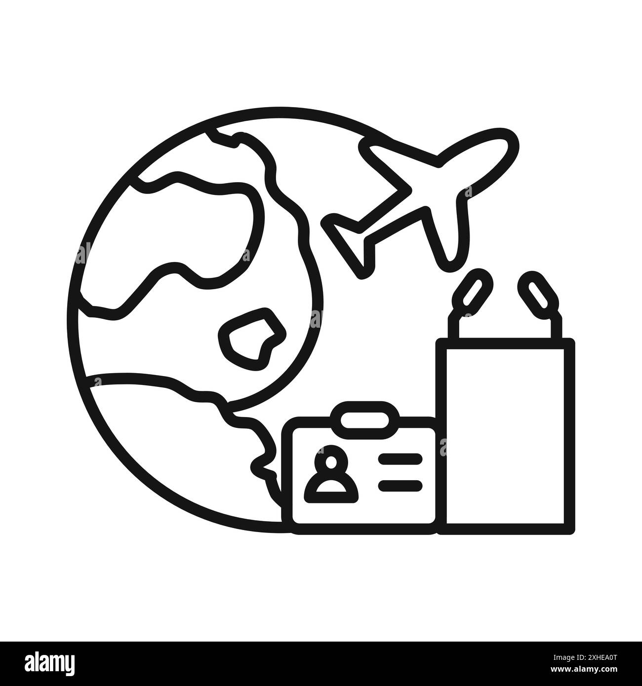 Icône de tourisme MICE symbole vectoriel ou collection d'ensemble de signe dans un contour noir et blanc Illustration de Vecteur