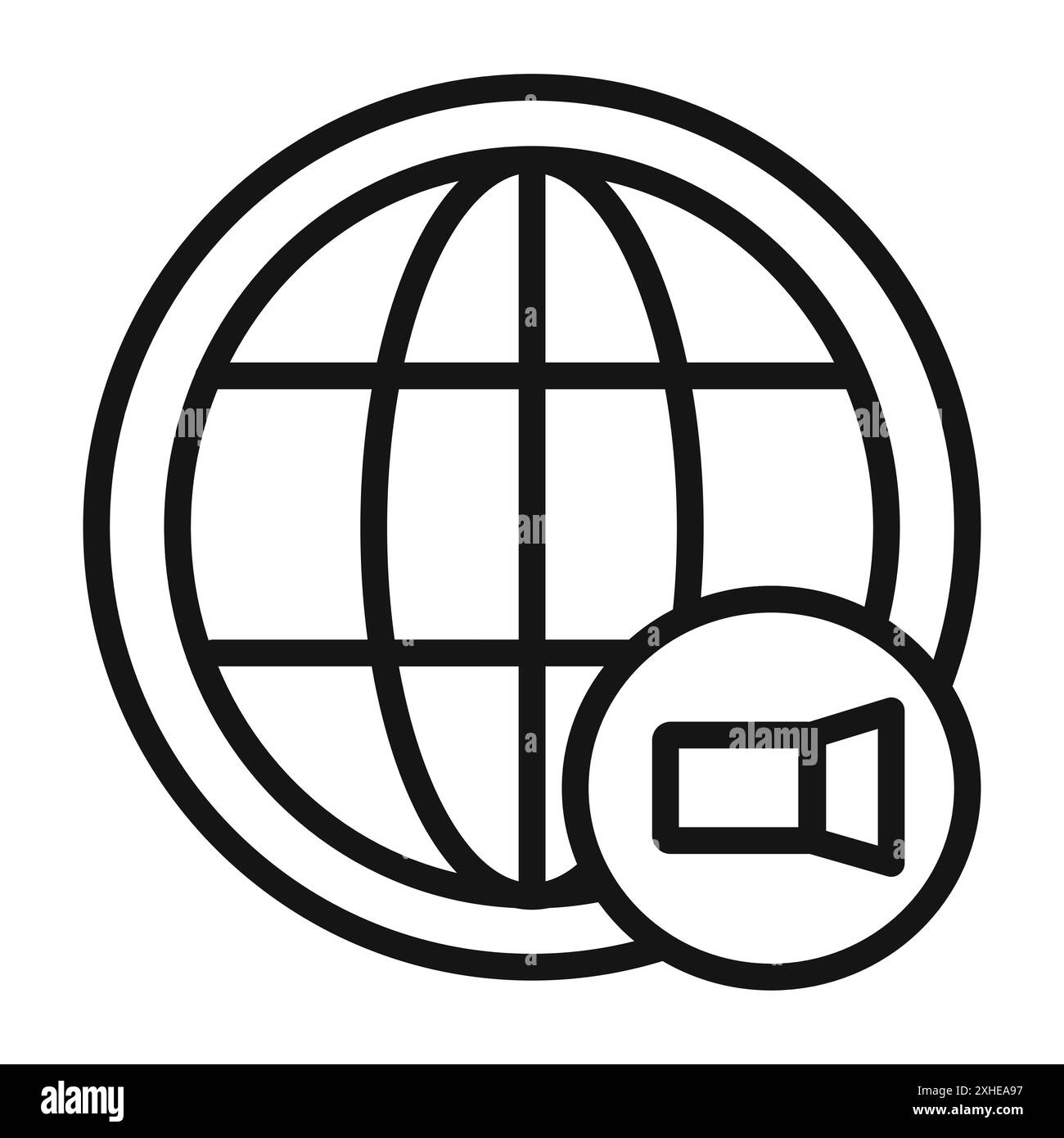 Icône de conférence de chat vidéo symbole vectoriel ou ensemble de signes collection dans un contour noir et blanc Illustration de Vecteur