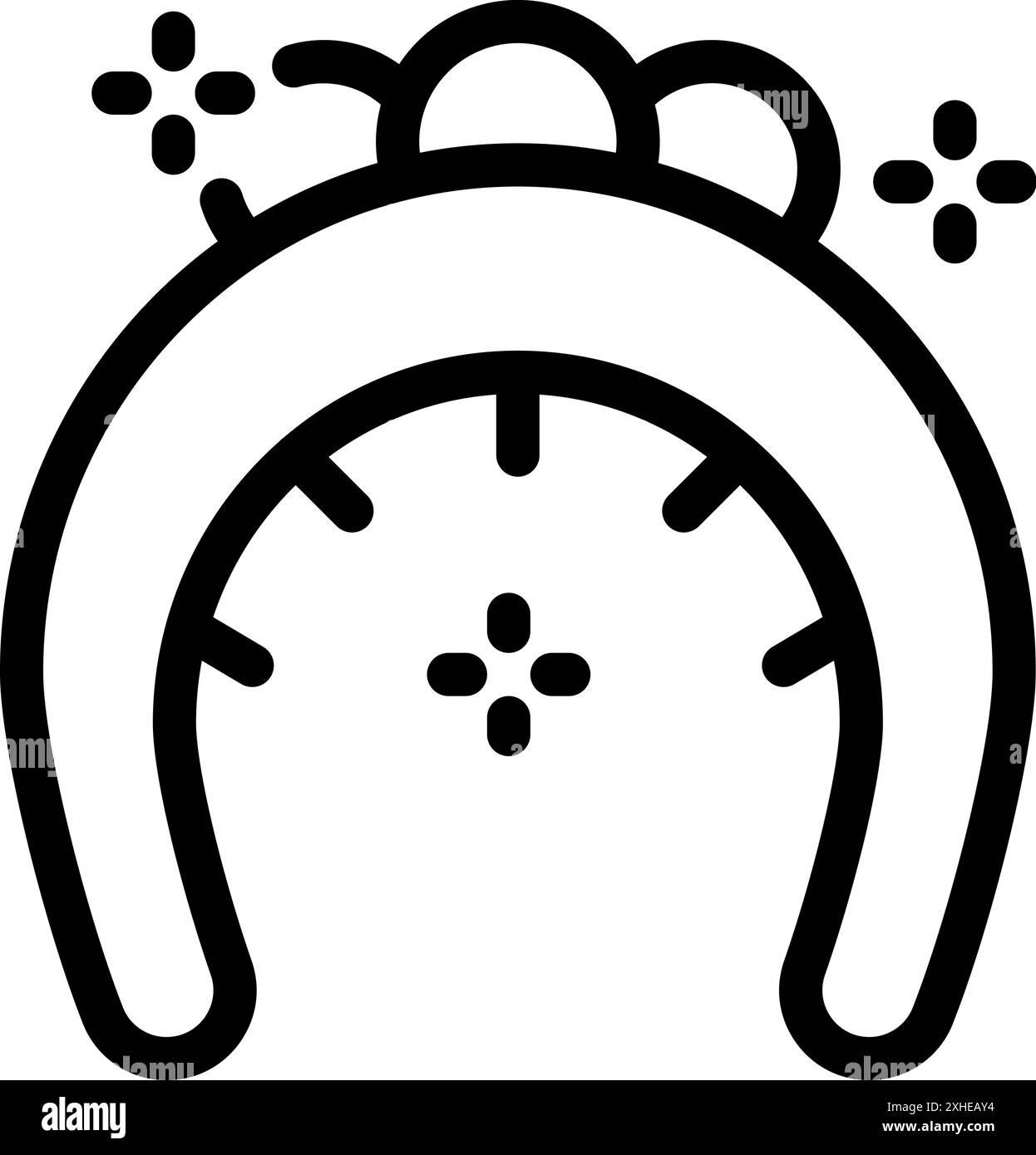 Icône de ligne simple d'un compteur de vitesse avec l'aiguille pointant vers la vitesse maximale Illustration de Vecteur