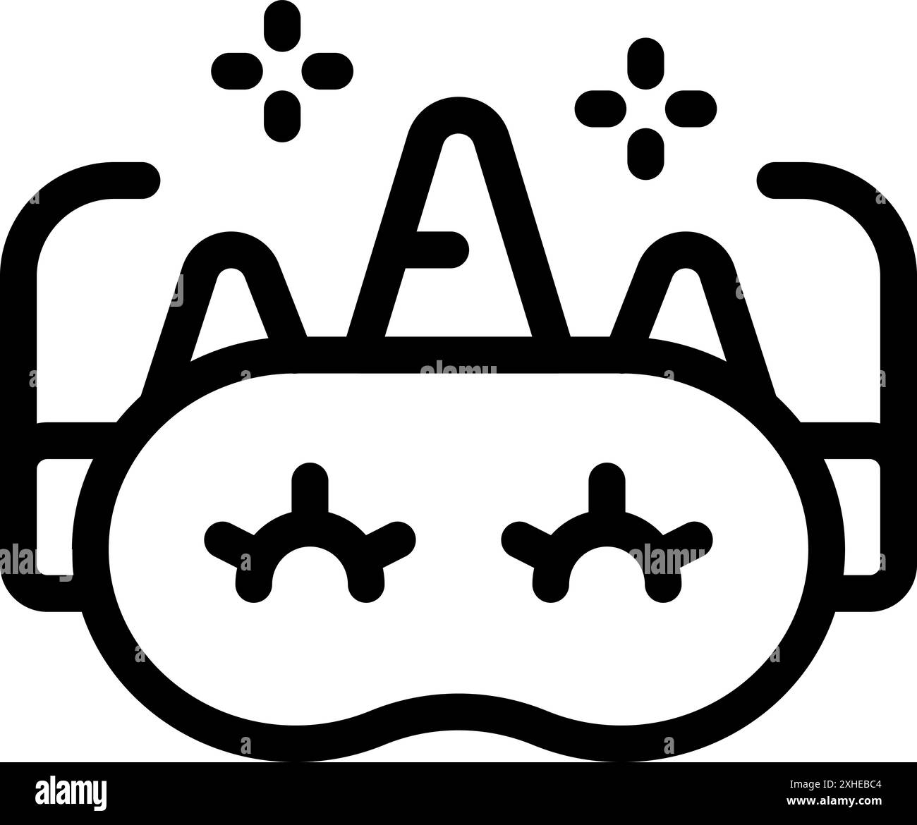 Masque de sommeil avec les yeux fermés montre une chaîne de montagnes, se référant à rêver de voyager dans un endroit paisible Illustration de Vecteur