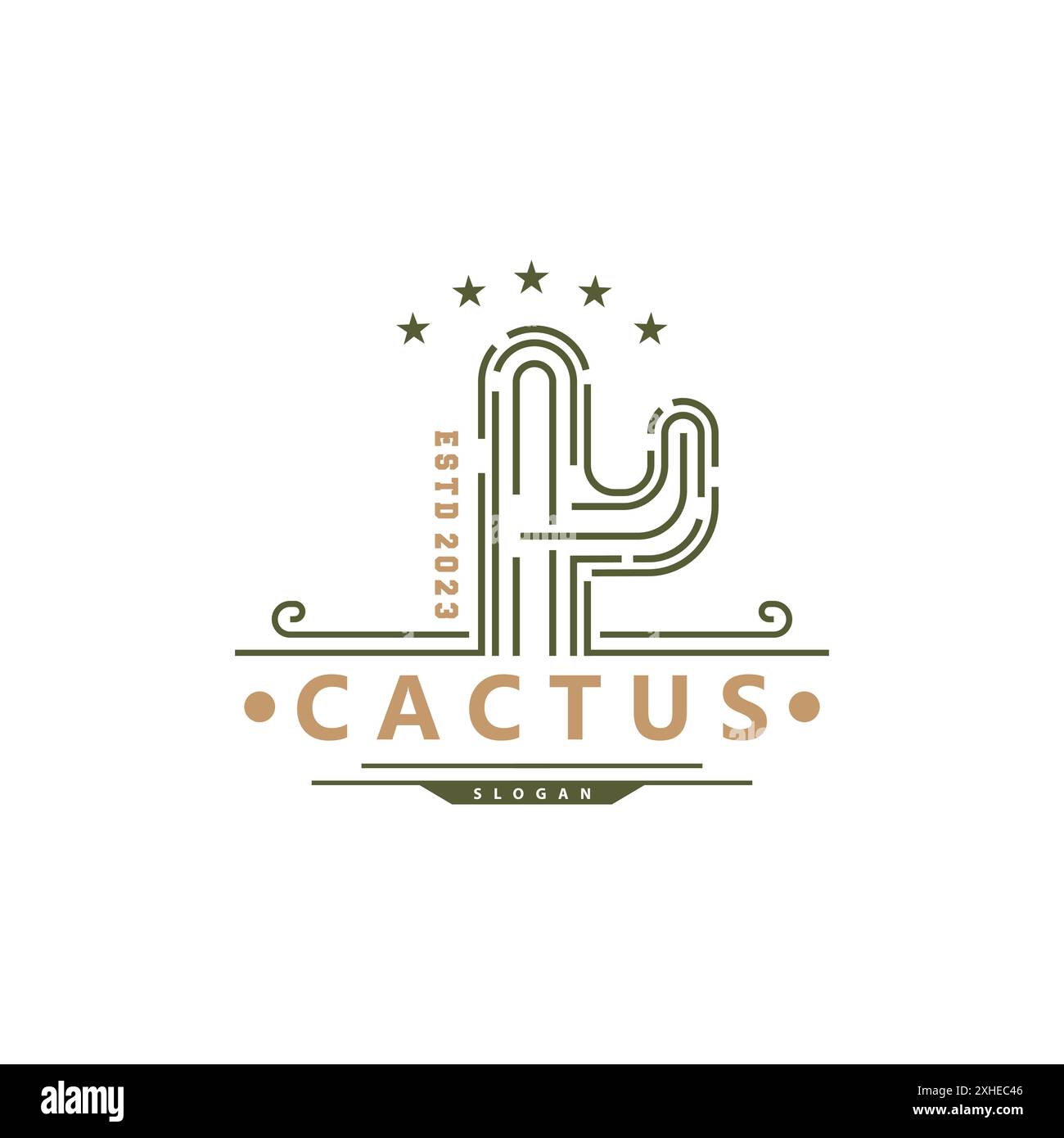 Logo de cactus, illustration vectorielle de conception de vecteur de plante verte du désert Illustration de Vecteur