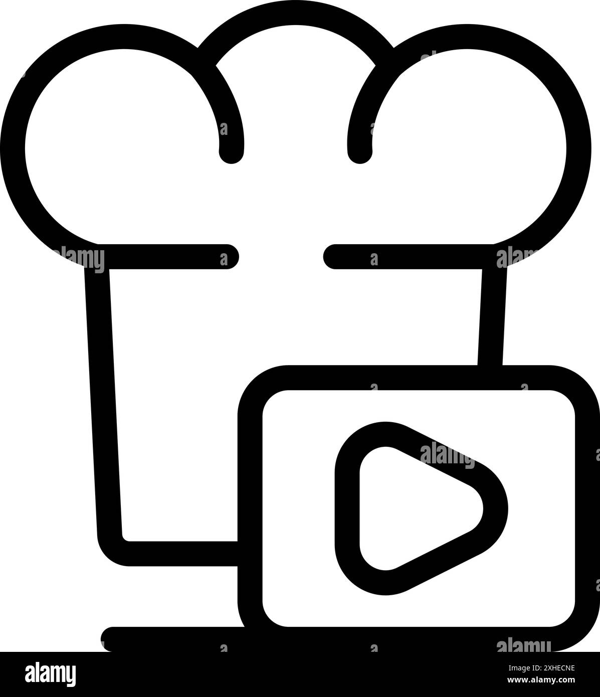 Chapeau de chef est affiché avec un bouton de lecture vidéo, conceptualisant des tutoriels de cuisine en ligne Illustration de Vecteur