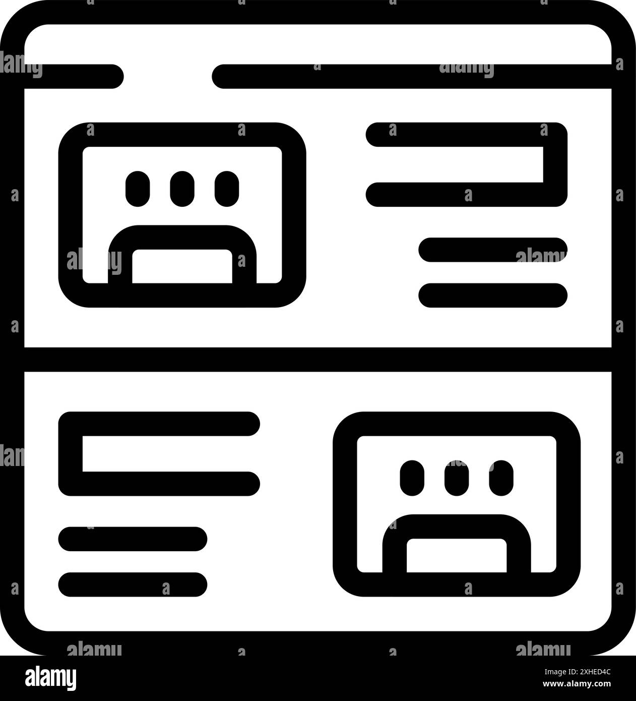 Site Web affichant une interface conviviale présentant des images de profil et des champs de texte Illustration de Vecteur