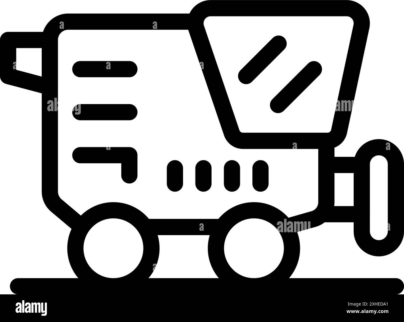 Moissonneuse-batteuse travaillant dans le champ icône, style de contour Illustration de Vecteur