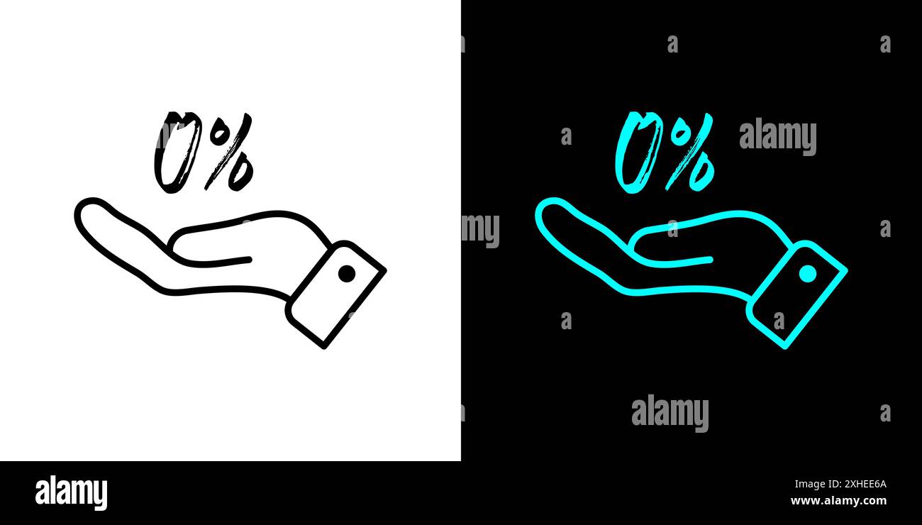 Main ouverte avec zéro pour cent. Illustration du symbole de Commission 0 %. Illustration de Vecteur