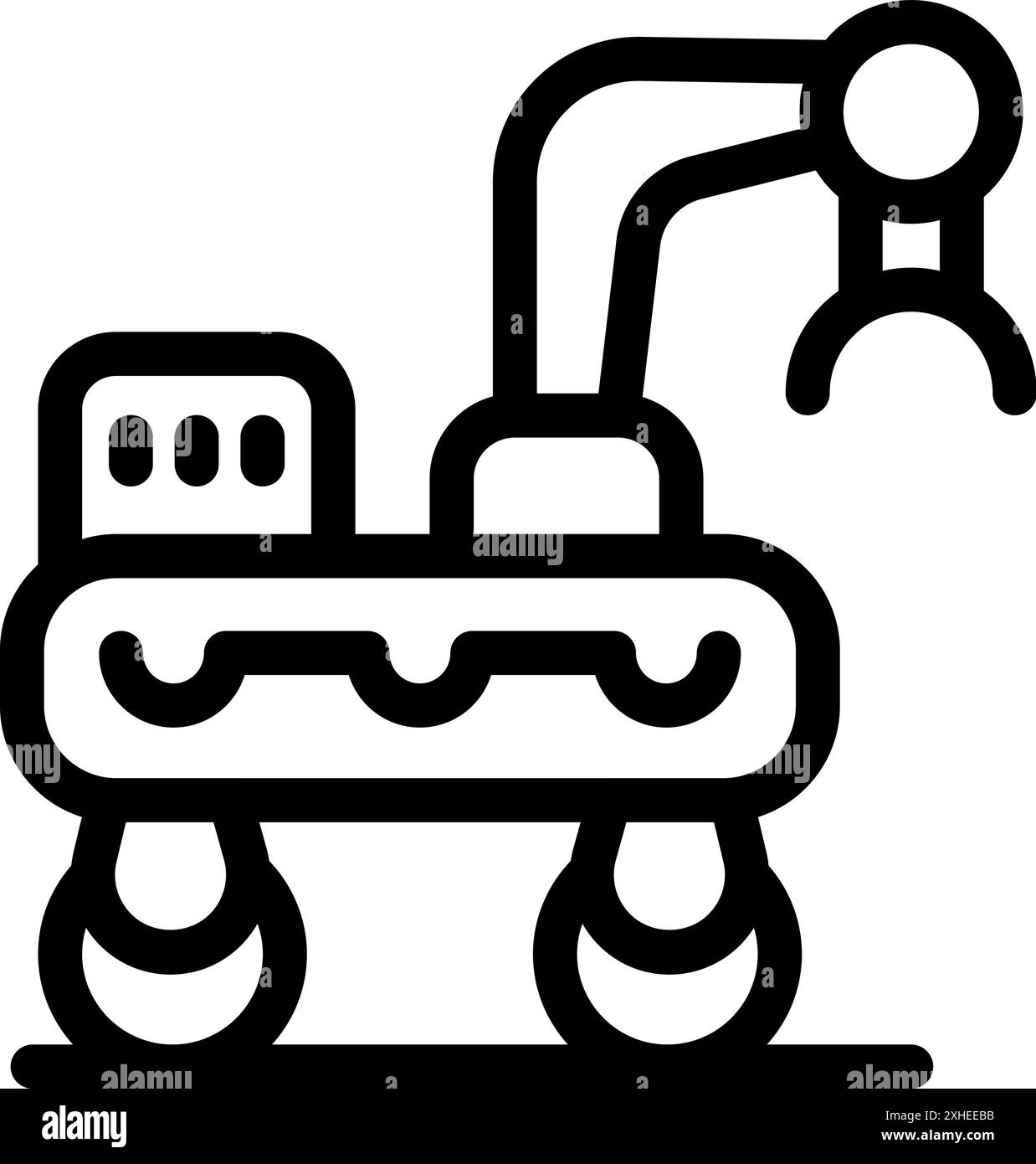 Lunar rover traverse la surface de la lune, son bras robotique étendu pour le prélèvement d'échantillons Illustration de Vecteur