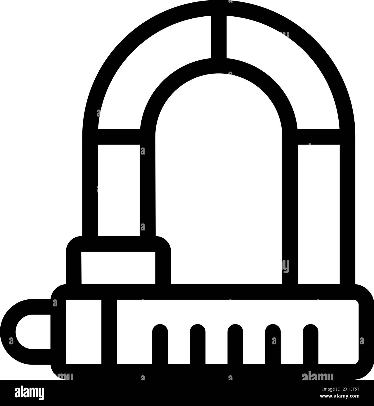 Icône de contour noir d'un vélo u lock, un dispositif de sécurité utilisé pour empêcher le vol Illustration de Vecteur