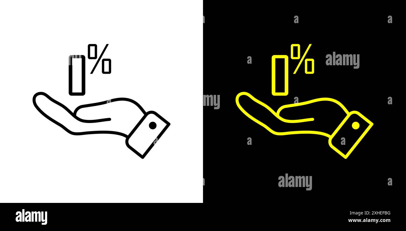 Main ouverte avec zéro pour cent. Illustration du symbole de Commission 0 %. Illustration de Vecteur