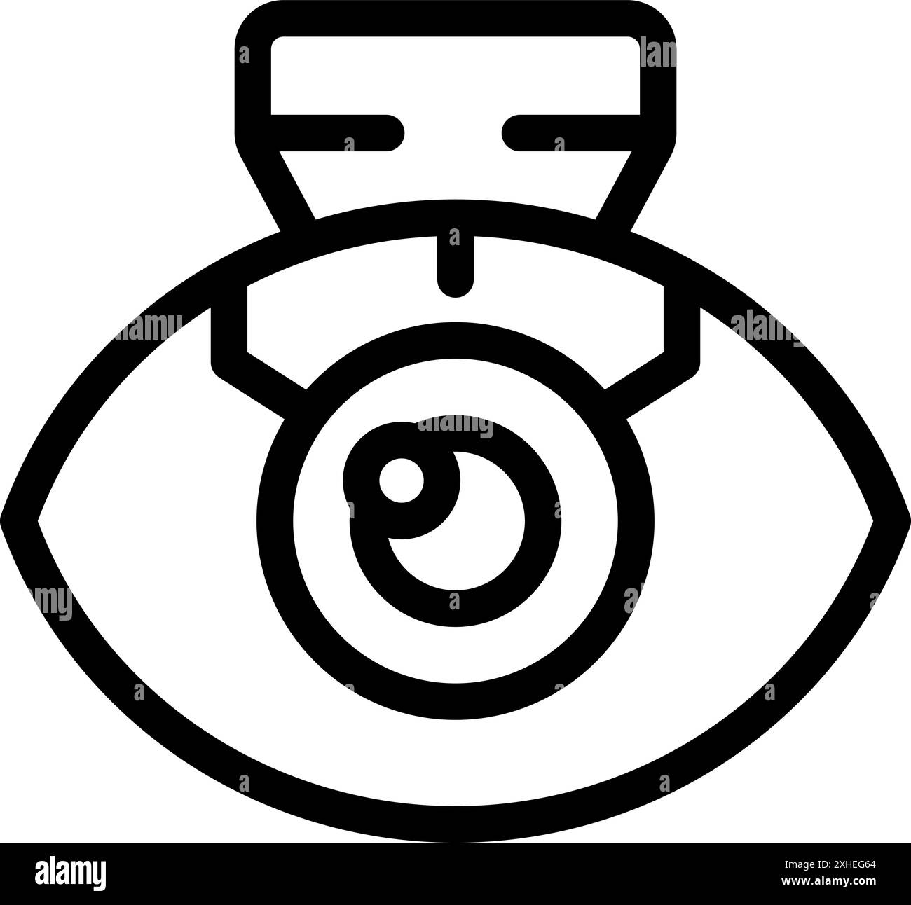 Cyber Eye avec un objectif de caméra représente des concepts comme la surveillance en ligne et la vision numérique Illustration de Vecteur