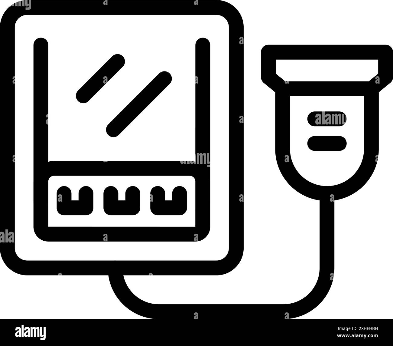 Dispositif médical scannant la femme enceinte avec des ondes sonores à haute fréquence pour produire l'image du fœtus à l'écran Illustration de Vecteur