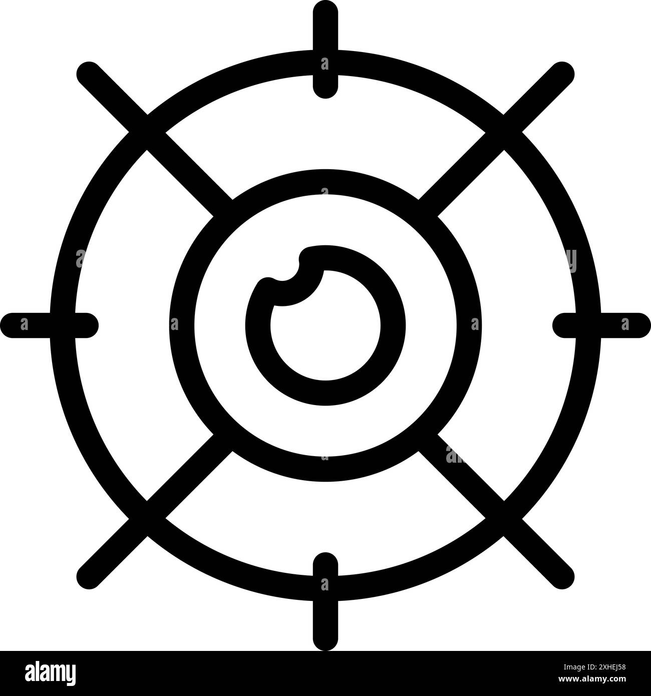 Icône simple d'un réticule se concentrant sur un œil, représentant des concepts tels que la surveillance, le suivi et le grand frère Illustration de Vecteur