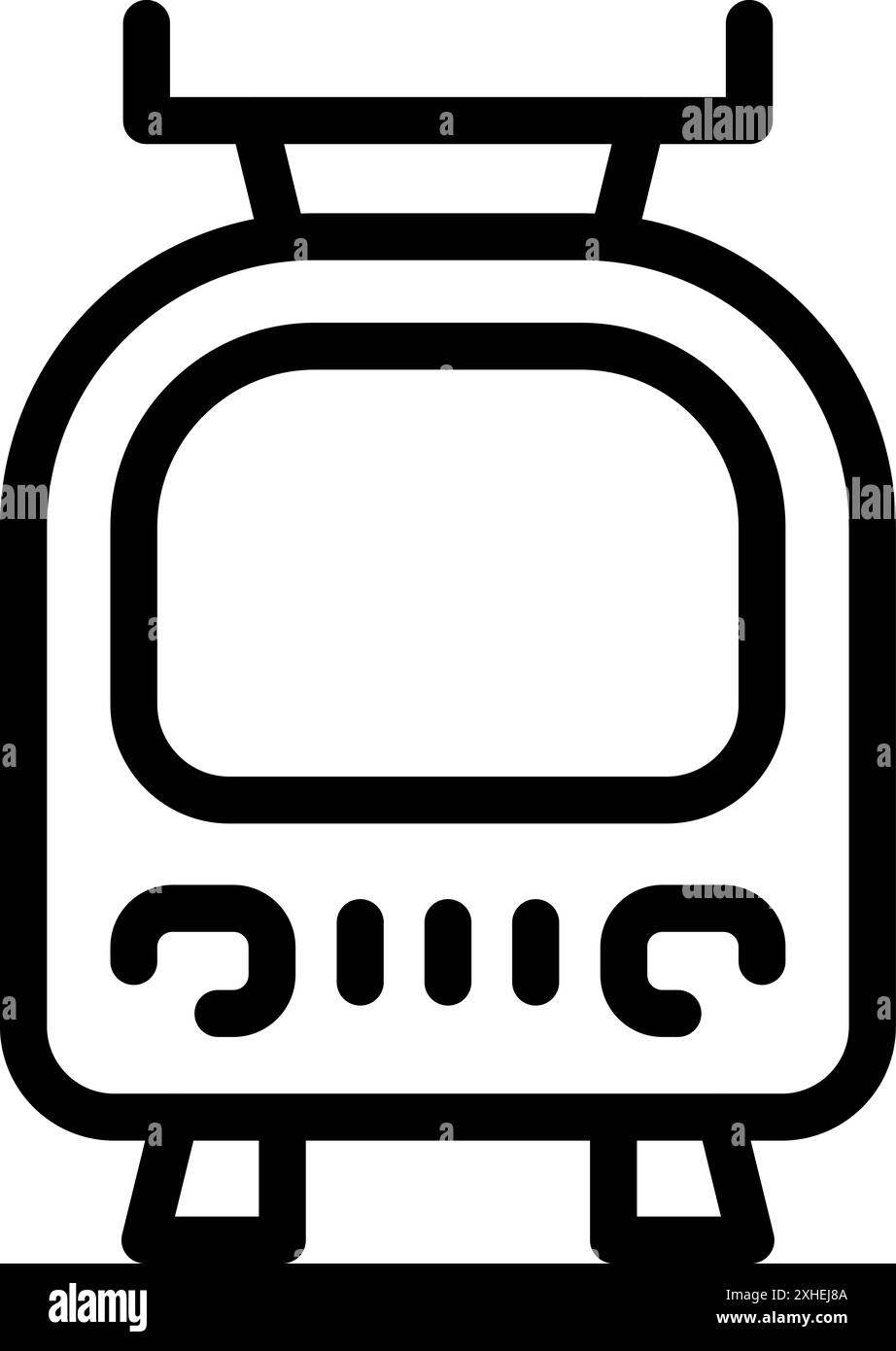 Icône de ligne noire pour un tramway électrique moderne, une solution de transport durable Illustration de Vecteur