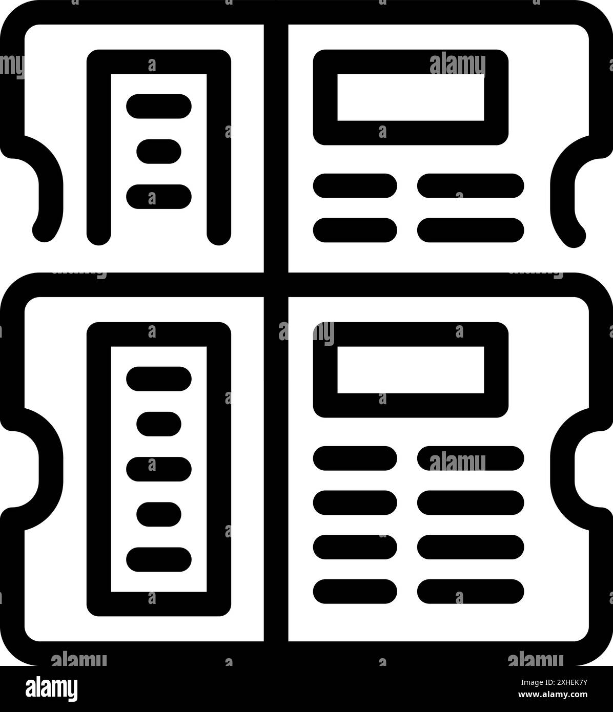 Icône simple de deux billets donnant accès à un événement Illustration de Vecteur