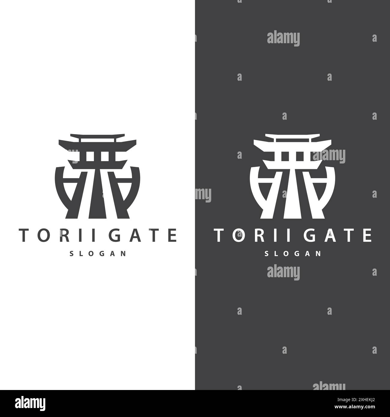 Modèle d'illustration minimaliste Vector de conception de logo Torii Gate Illustration de Vecteur