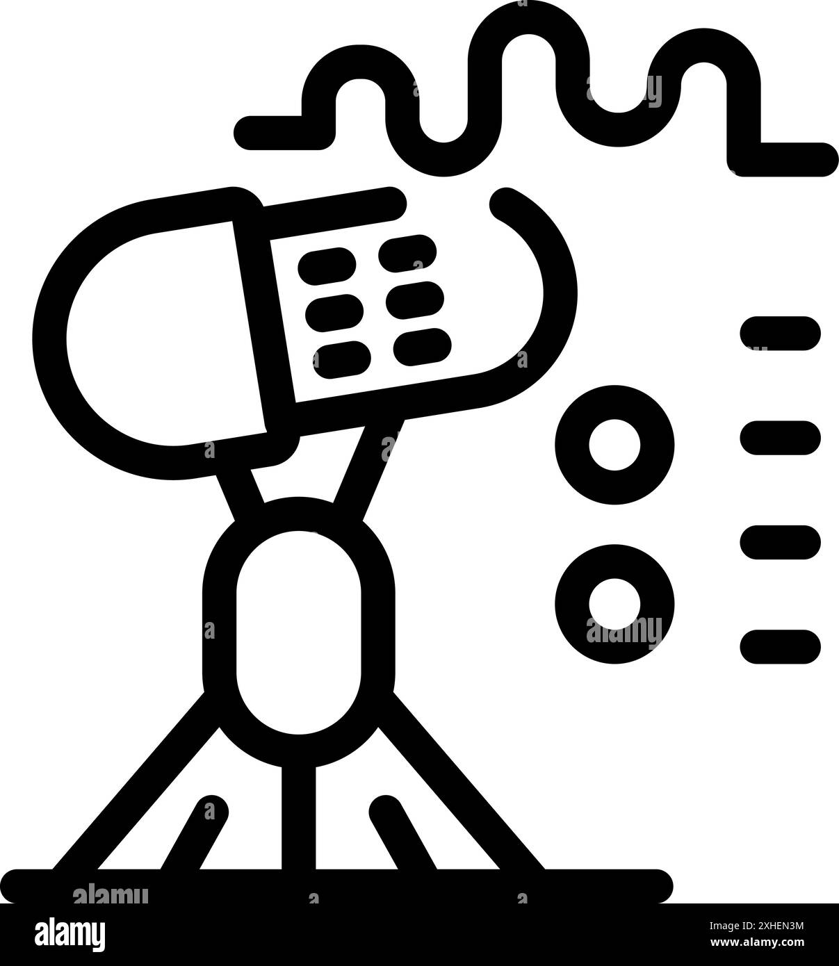 Le microphone de studio enregistre l'audio d'un podcast, avec des ondes sonores émanant de celui-ci Illustration de Vecteur