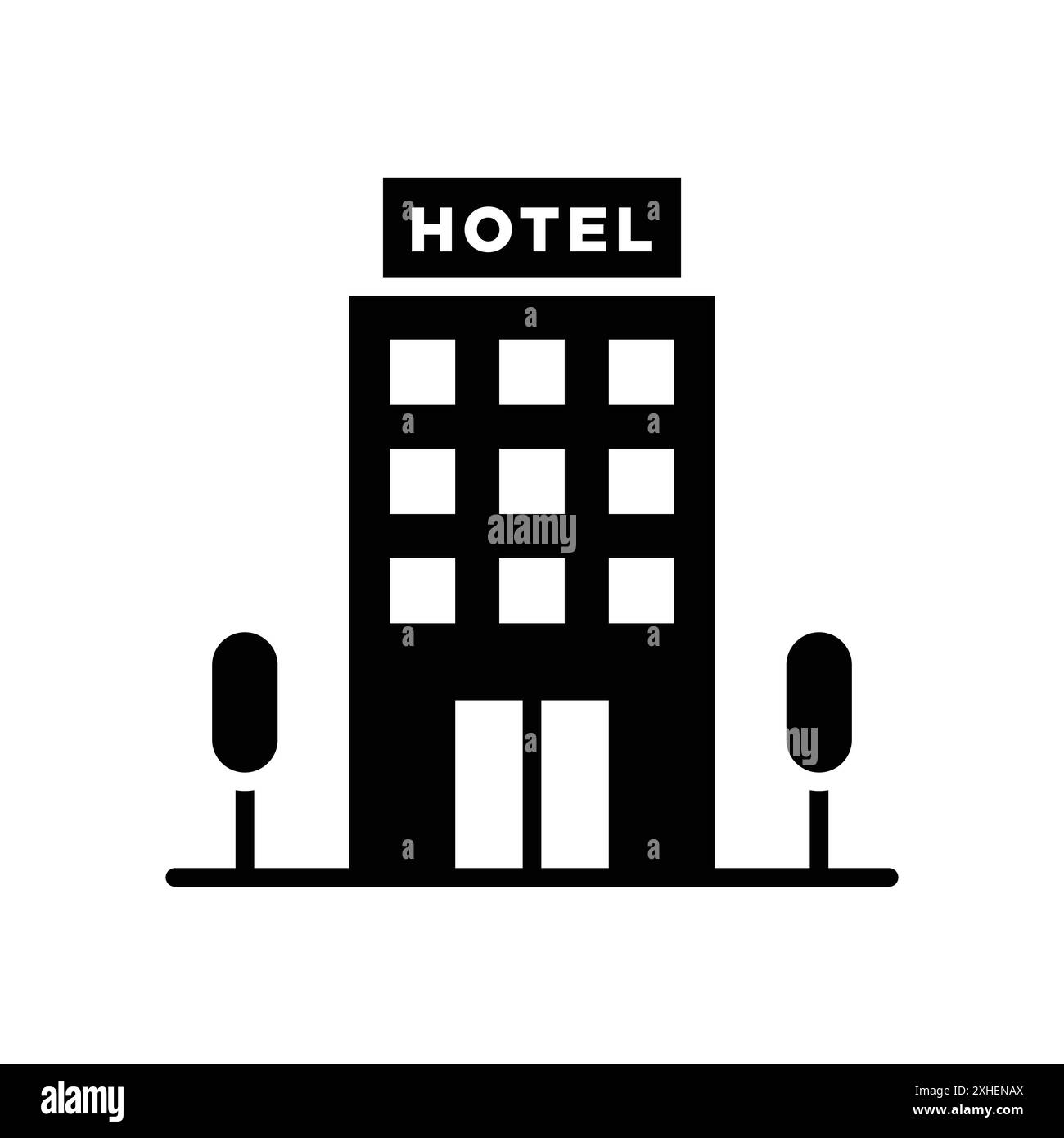 modèle de conception de vecteur d'icône de bâtiment d'hôtel en fond blanc Illustration de Vecteur