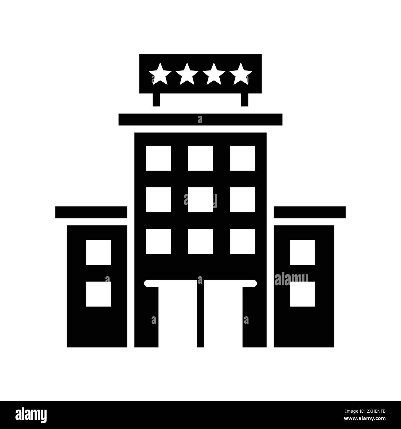 modèle de conception de vecteur d'icône de bâtiment d'hôtel en fond blanc Illustration de Vecteur