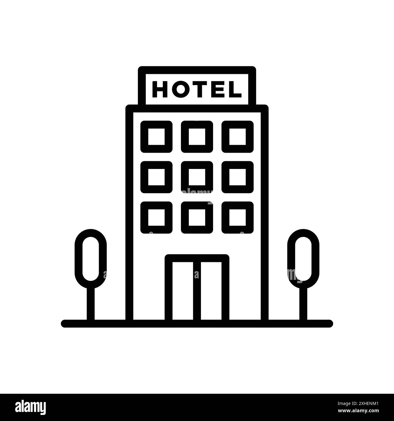 modèle de conception de vecteur d'icône de bâtiment d'hôtel en fond blanc Illustration de Vecteur