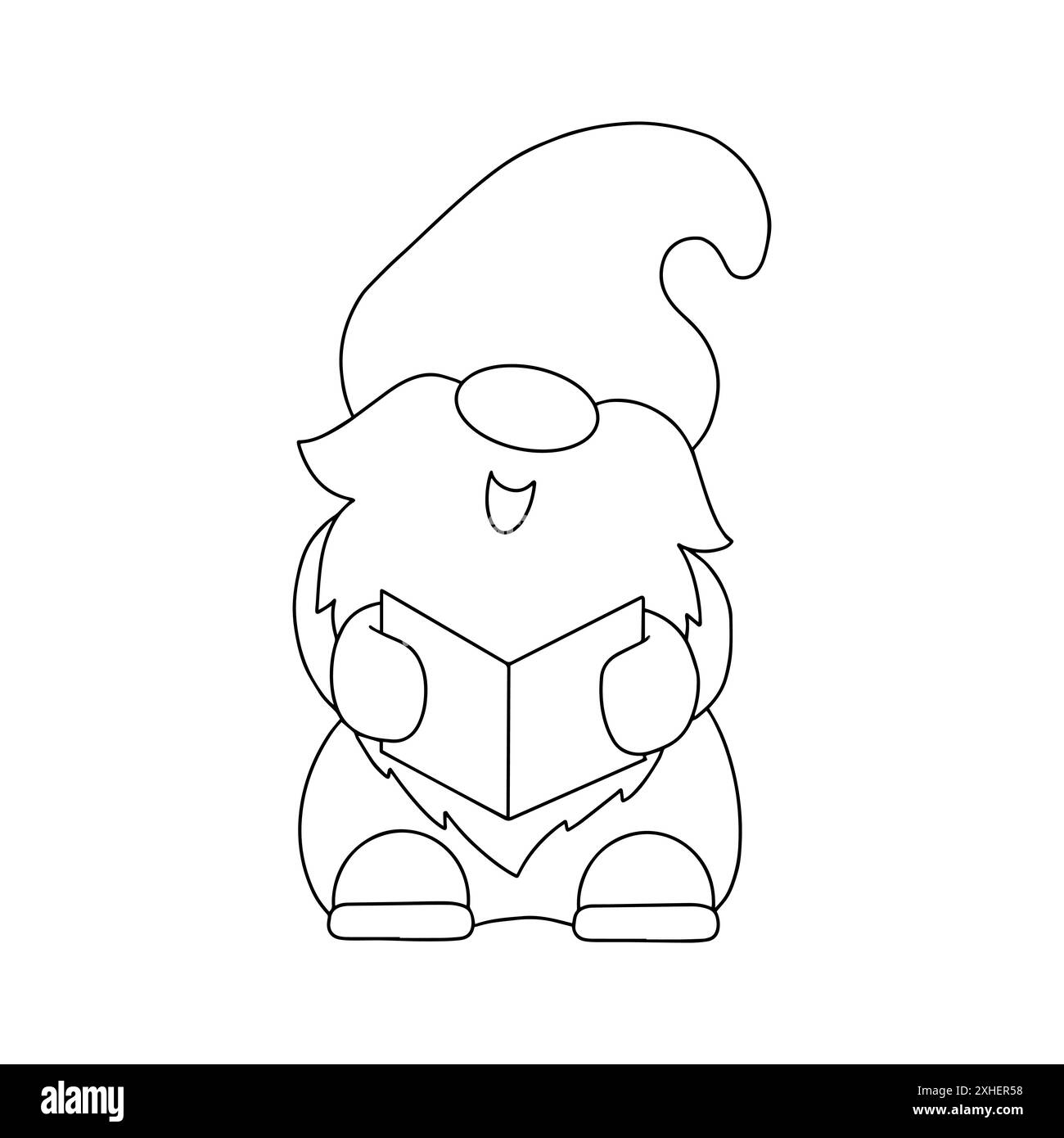 Le gnome chante une chanson de Noël. Page de livre de coloriage pour les enfants. Personnage de style dessin animé. Illustration vectorielle isolée sur fond blanc. Illustration de Vecteur