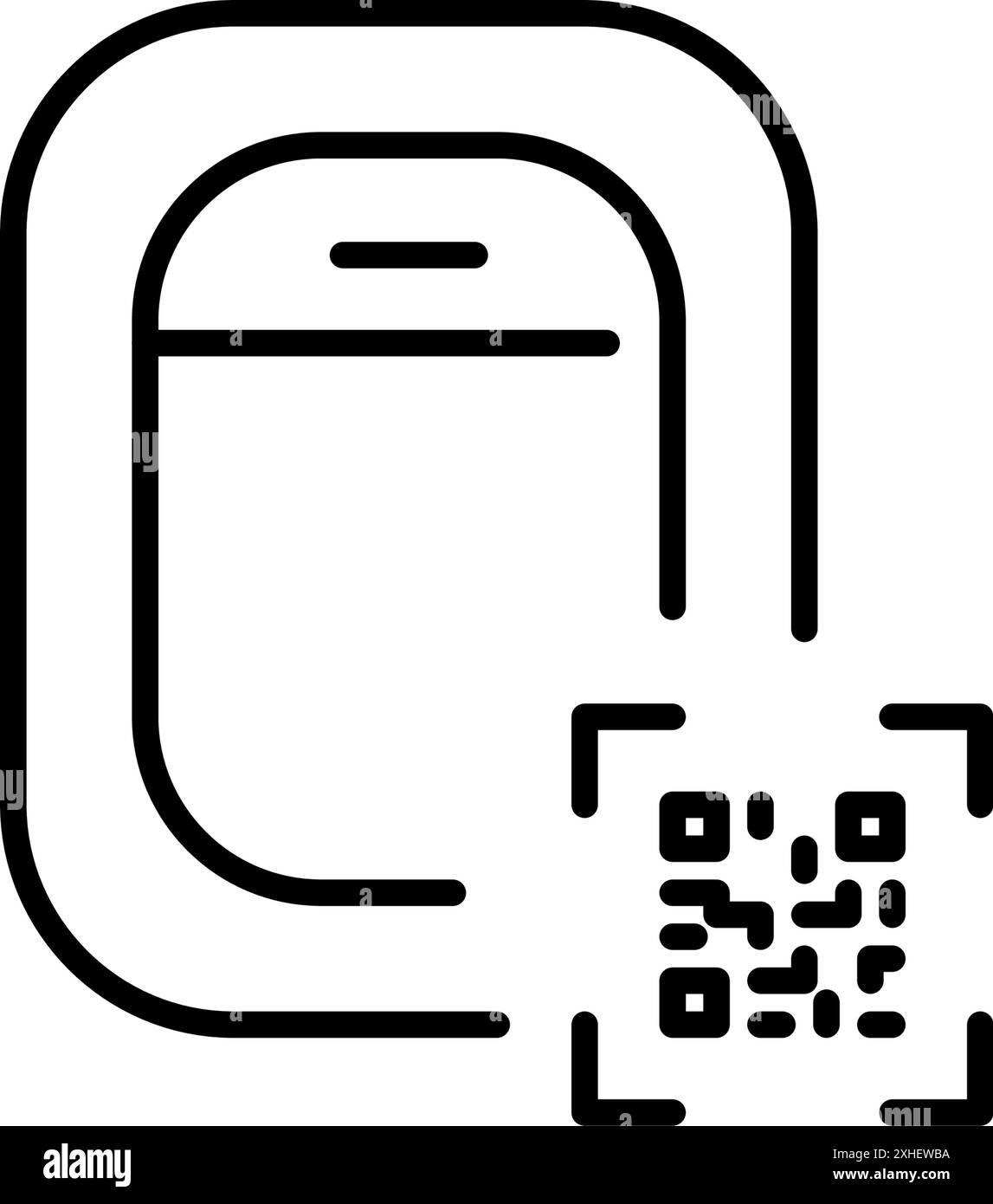 Fenêtre d'avion et code qr. Voyages optimisés par la technologie, carte d'embarquement électronique, connectivité intelligente des vols. Pixel Perfect, icône de vecteur de contour modifiable Illustration de Vecteur