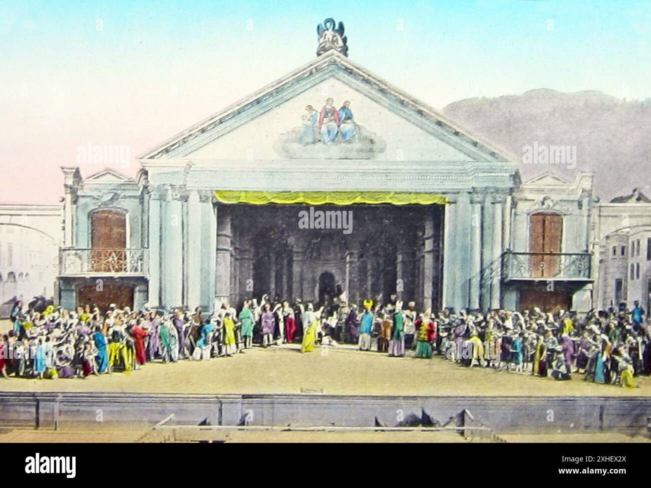 Expulsion de Jésus du Temple, pièce de passion Oberammergau en 1871 Banque D'Images