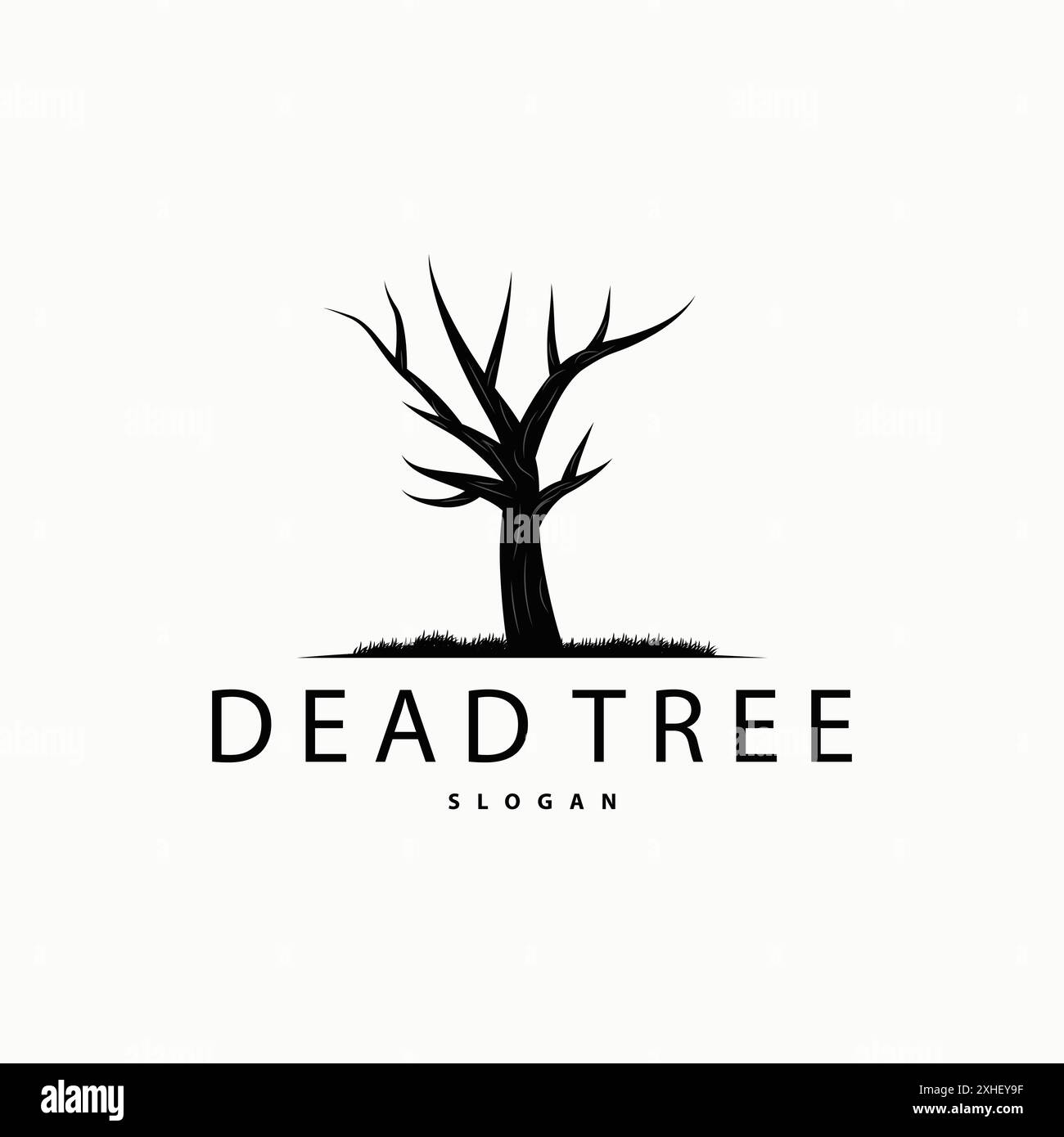 Logo d'arbre sec, modèle d'illustration de silhouette vectorielle de conception de plante d'arbre mort Illustration de Vecteur