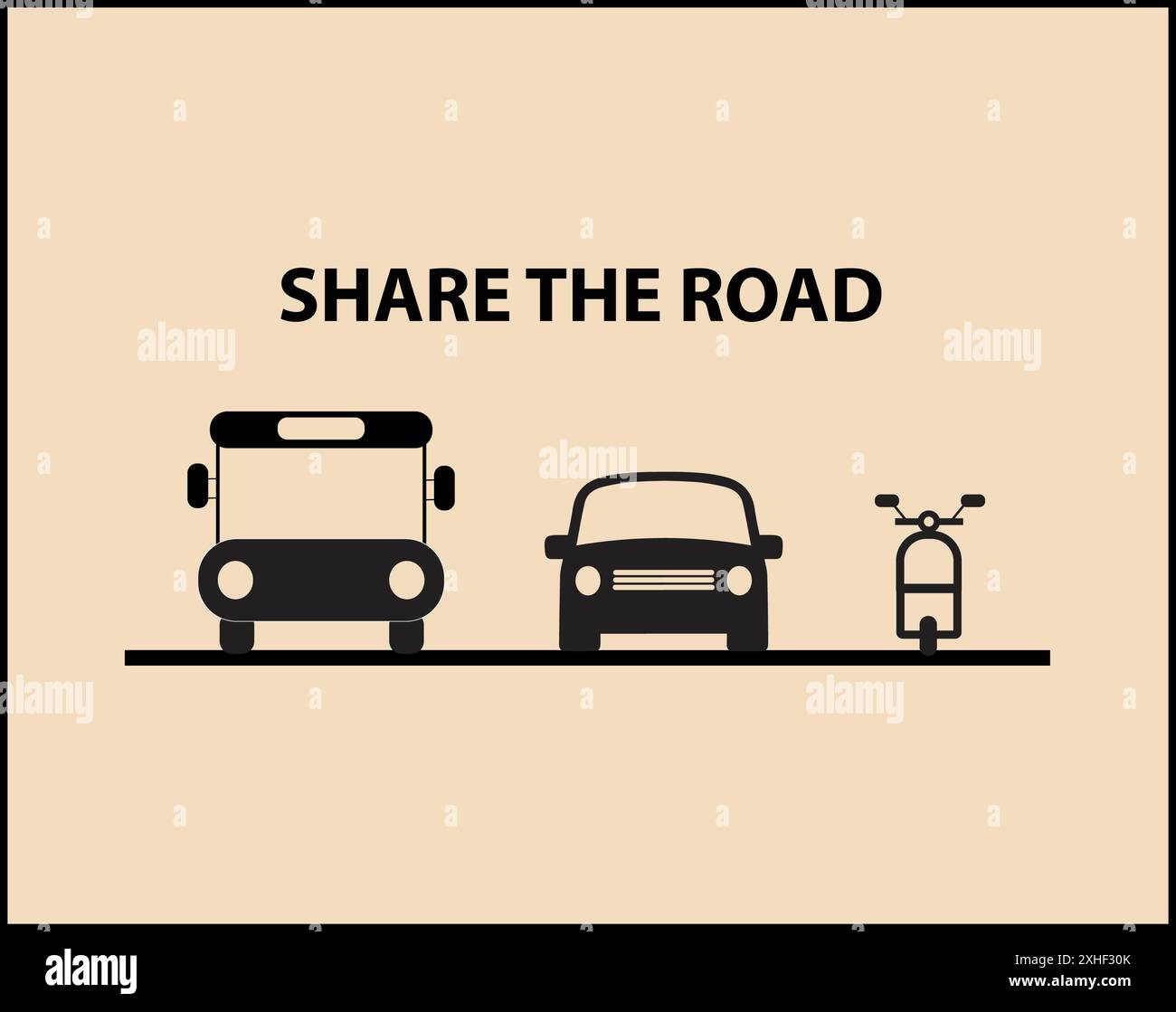 Partagez le panneau routier pour les bus, les voitures et les motos Illustration de Vecteur