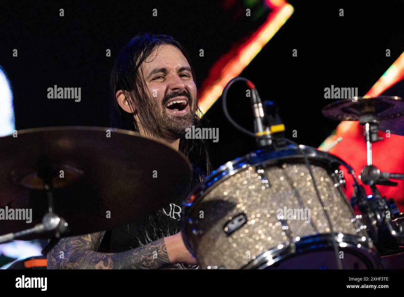 13 juillet 2024, Sao Paulo, SÃ£O Paulo, Brésil, Brésil : Jay Weinberg de Suicidal Tendencies se produit sur scène lors de l'Esquenta Rock Fun Festival 2024 au Centro Esportivo TietÃª le 13 juillet 2024, à Sao Paulo/SP, Brésil. (Photo de Leandro Bernardes/PxImages) (crédit image : © Leandro Bernardes/PX Imagens via ZUMA Press Wire) USAGE ÉDITORIAL SEULEMENT! Non destiné à UN USAGE commercial ! Banque D'Images