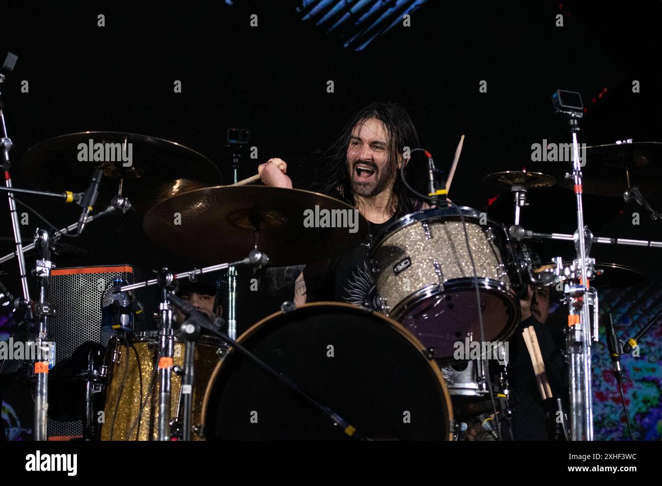 Sao Paulo, Brésil. 13 juillet 2024. São PAULO, BRÉSIL - 13 JUILLET : Jay Weinberg de Suicidal Tendencies se produit sur scène lors de l'Esquenta Rock Fun Festival 2024 au Centro Esportivo Tietê le 13 juillet 2024, à Sao Paulo/SP, Brésil. (Photo de Leandro Bernardes/PxImages) crédit : Px images/Alamy Live News Banque D'Images