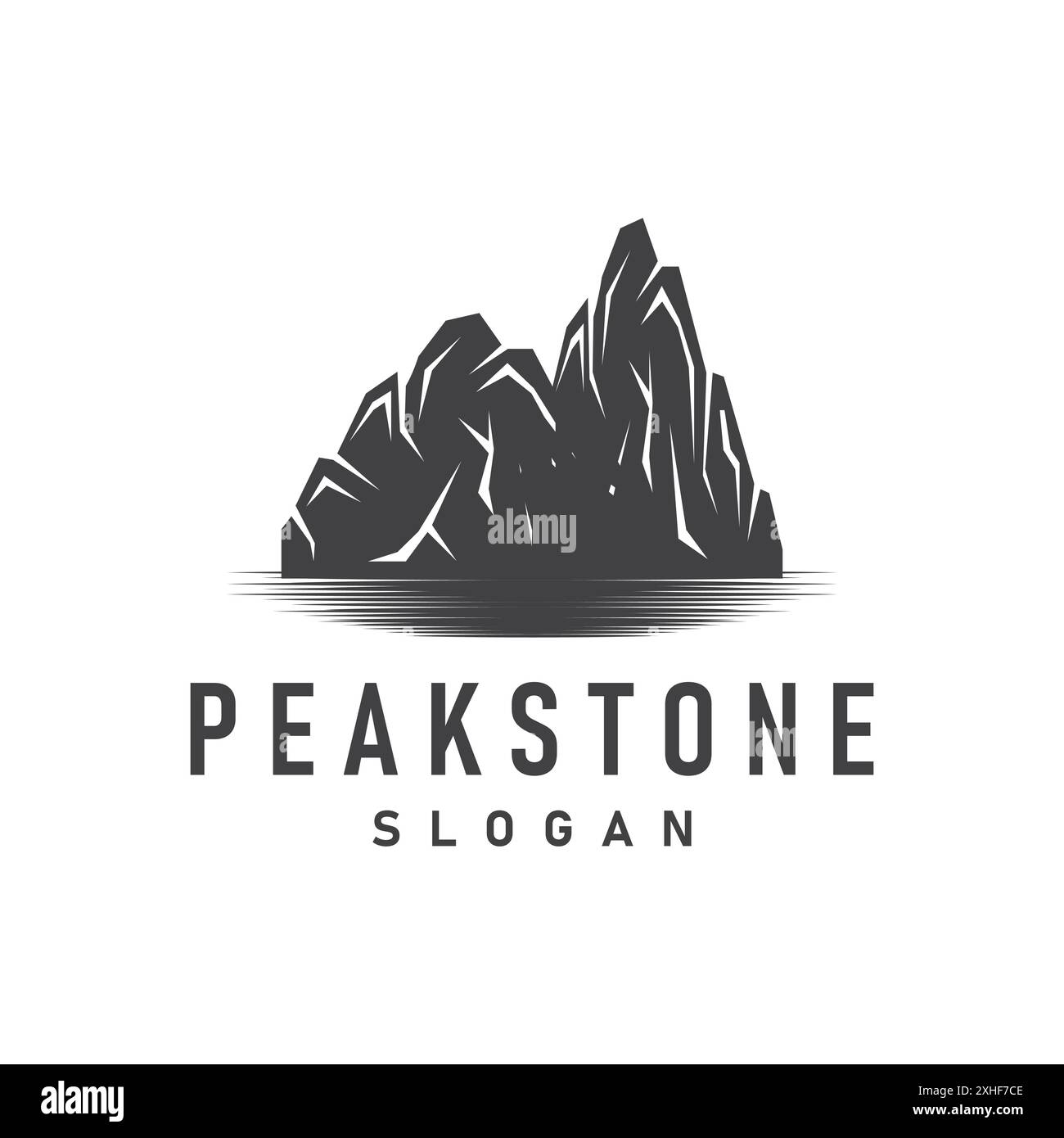 mountain rock peak logo simple design noir silhouette modèle de marque en pierre naturelle Illustration de Vecteur