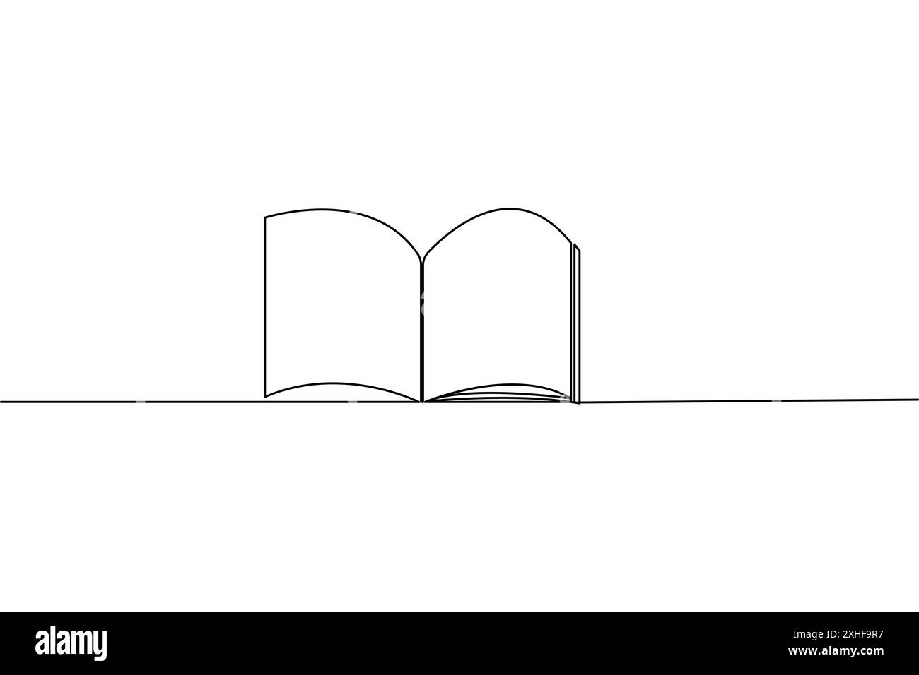 Dessin continu d'une ligne d'illustration d'art vectoriel de contour isolé de livre ouvert Illustration de Vecteur