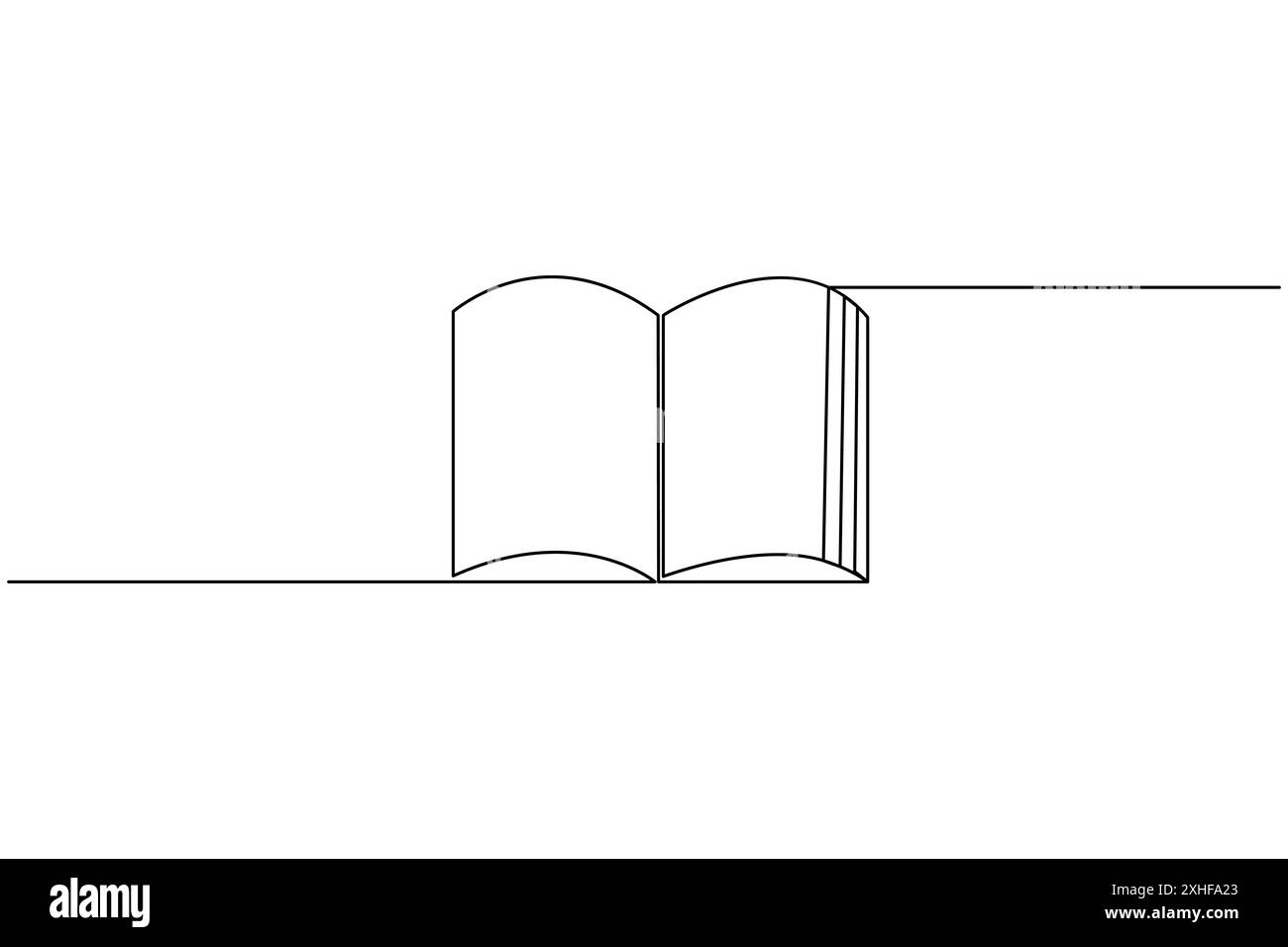 Dessin continu d'une ligne d'illustration d'art vectoriel de contour isolé de livre ouvert Illustration de Vecteur