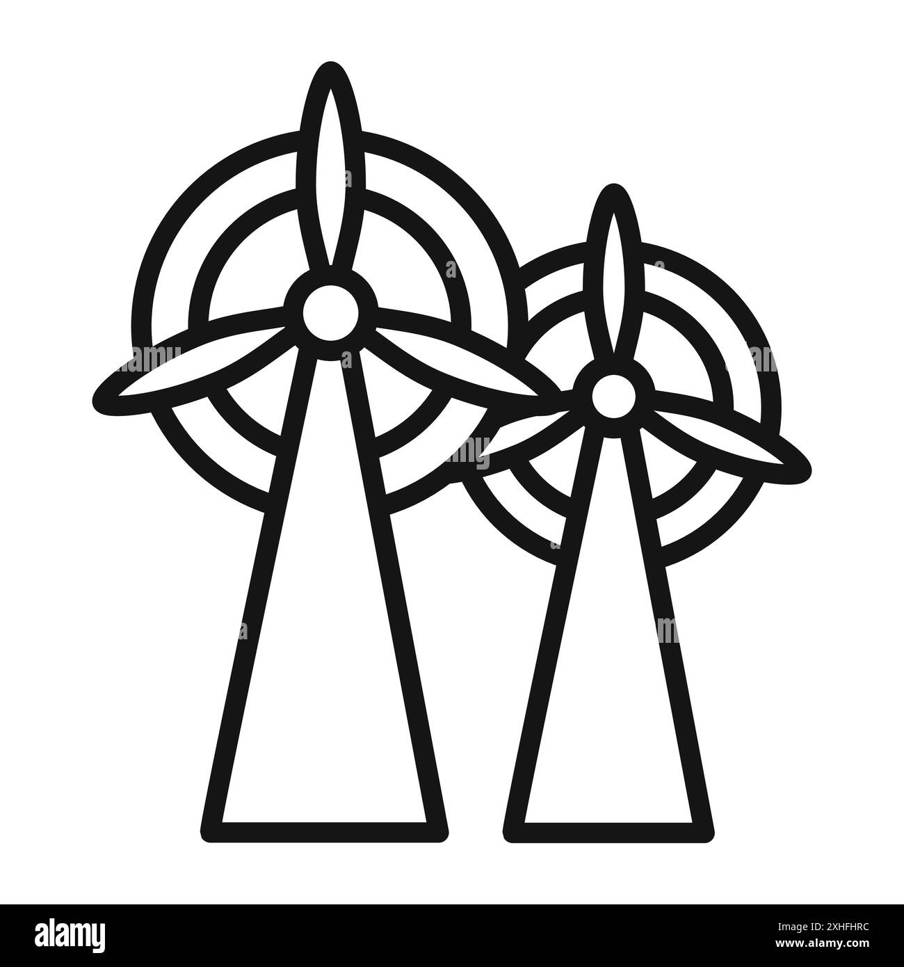 Icône de centrale éolienne symbole vectoriel ou ensemble de signes collection dans un contour noir et blanc Illustration de Vecteur