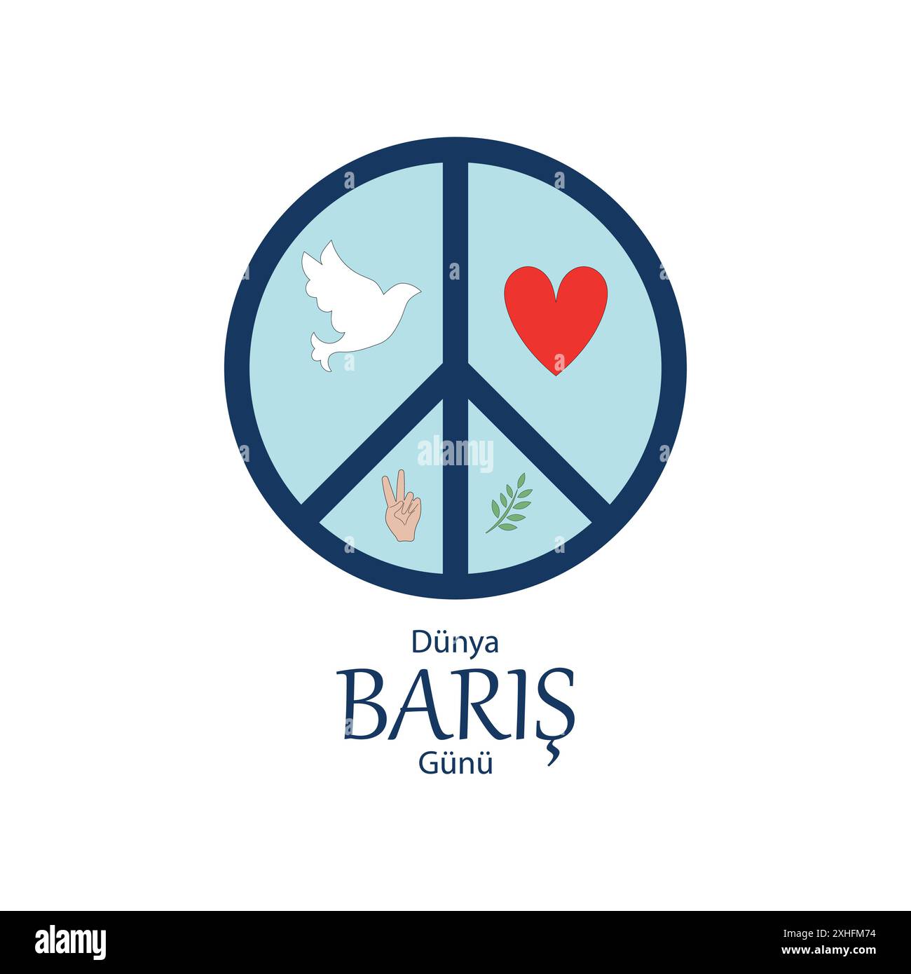 Vecteur de modèle d'affiche pour la Journée internationale de la paix. Dünya Barış Günü kutlu olsun. Illustration de Vecteur