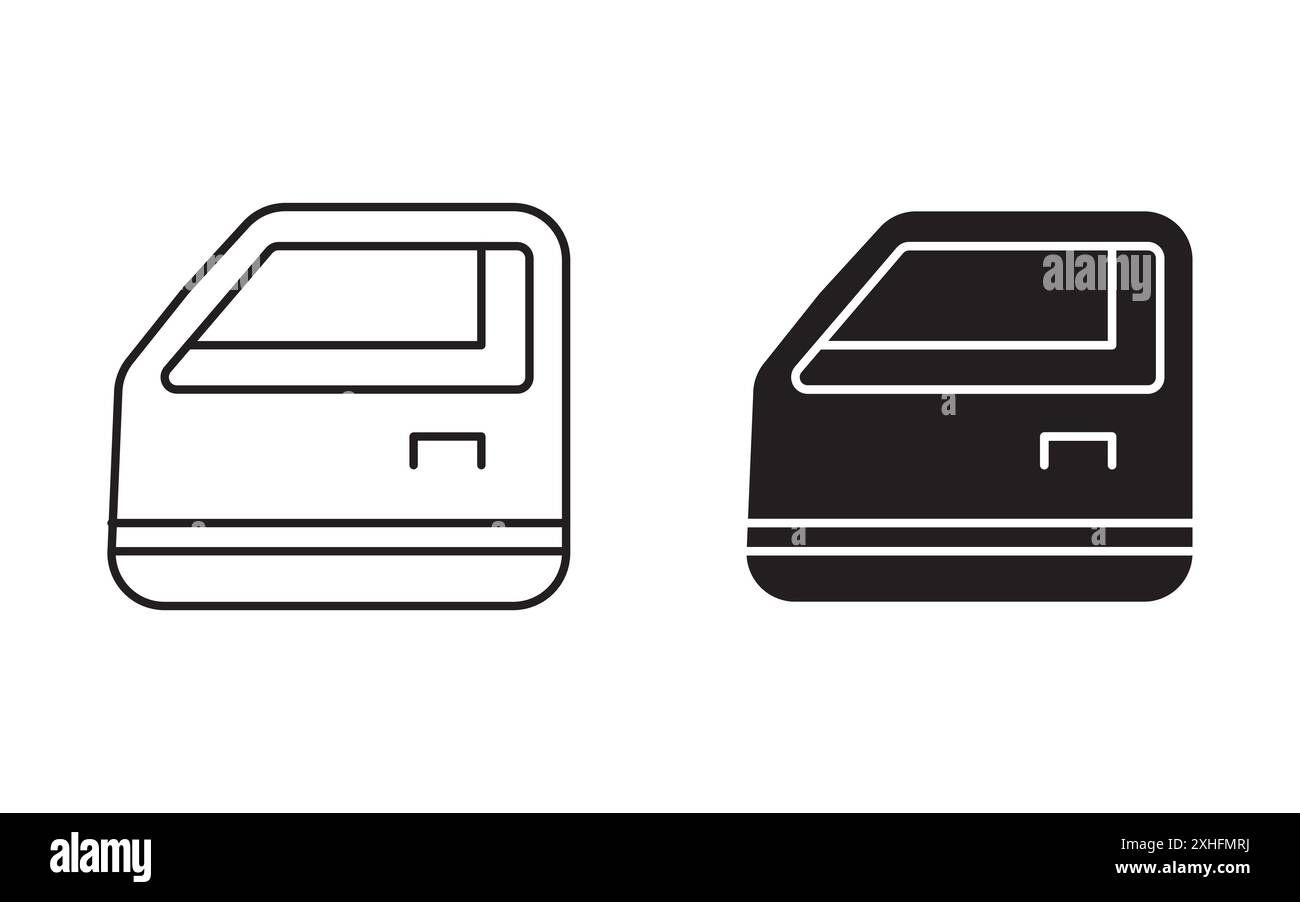 Icône de porte de voiture vecteur d'art de ligne noire dans le signe de collection d'ensemble de contour noir et blanc Illustration de Vecteur