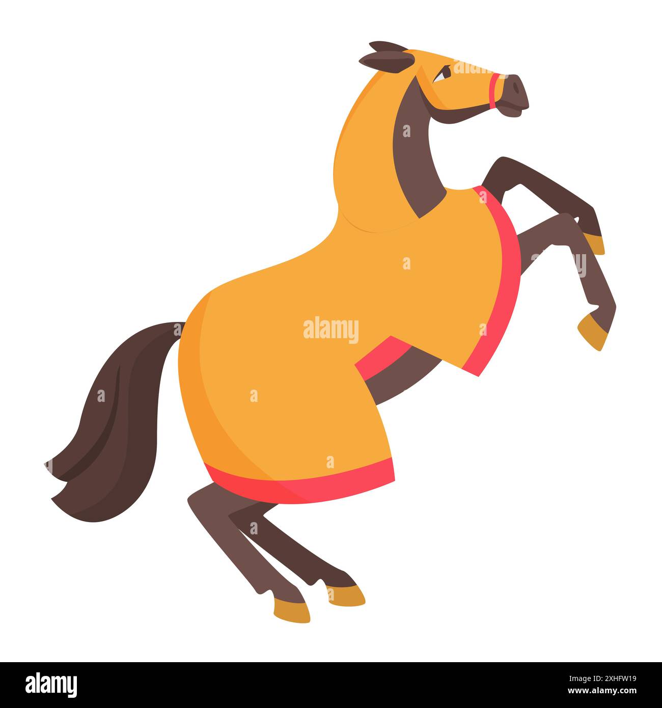 Cheval chevaliers en saut, animal en armure jaune pour illustration vectorielle de bataille Illustration de Vecteur