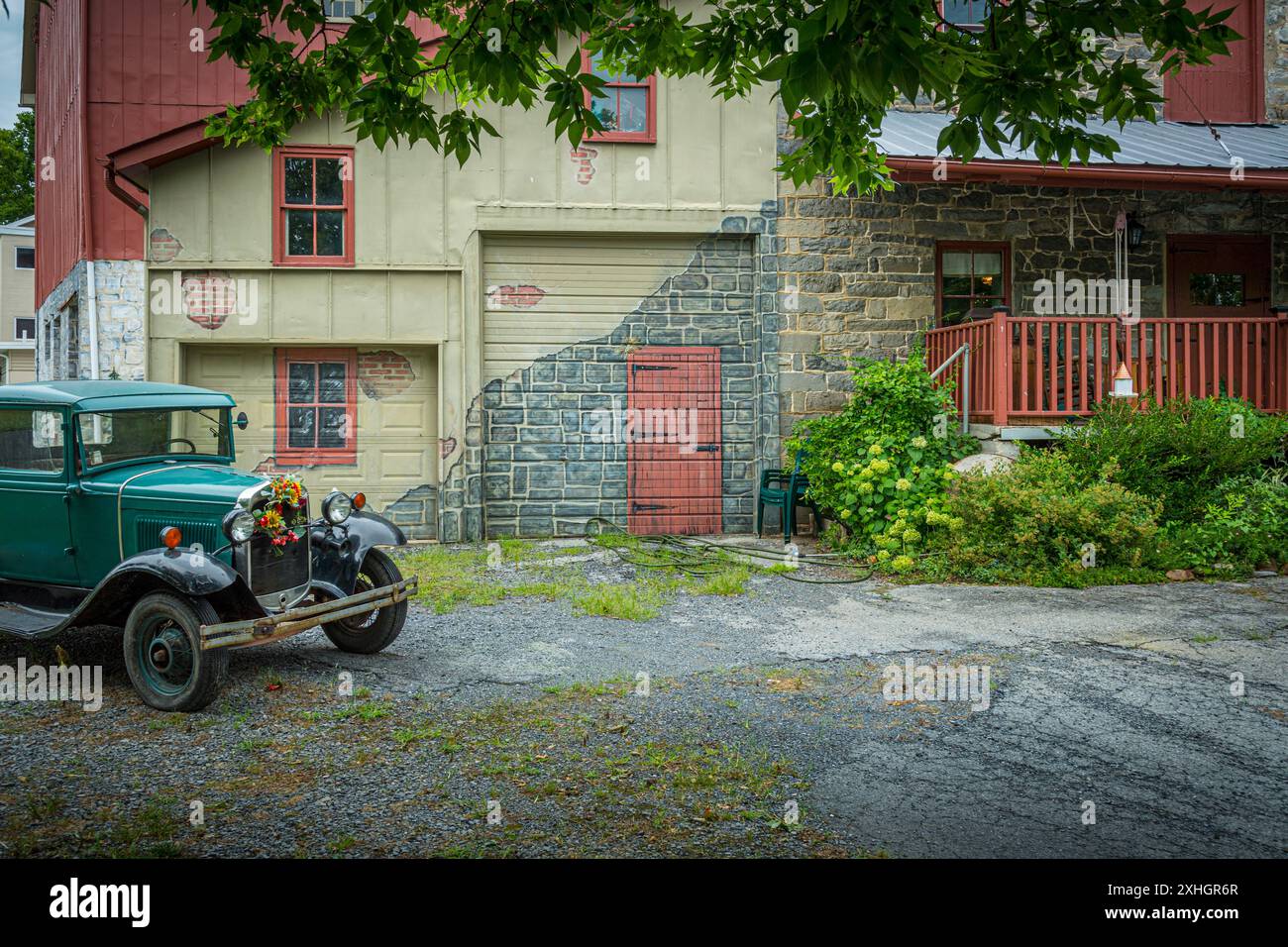 Vintage 1929 Ford modèle Un camion Roadster dans le cadre rural de pays, Tatamy. Pennsylvanie, États-Unis Banque D'Images