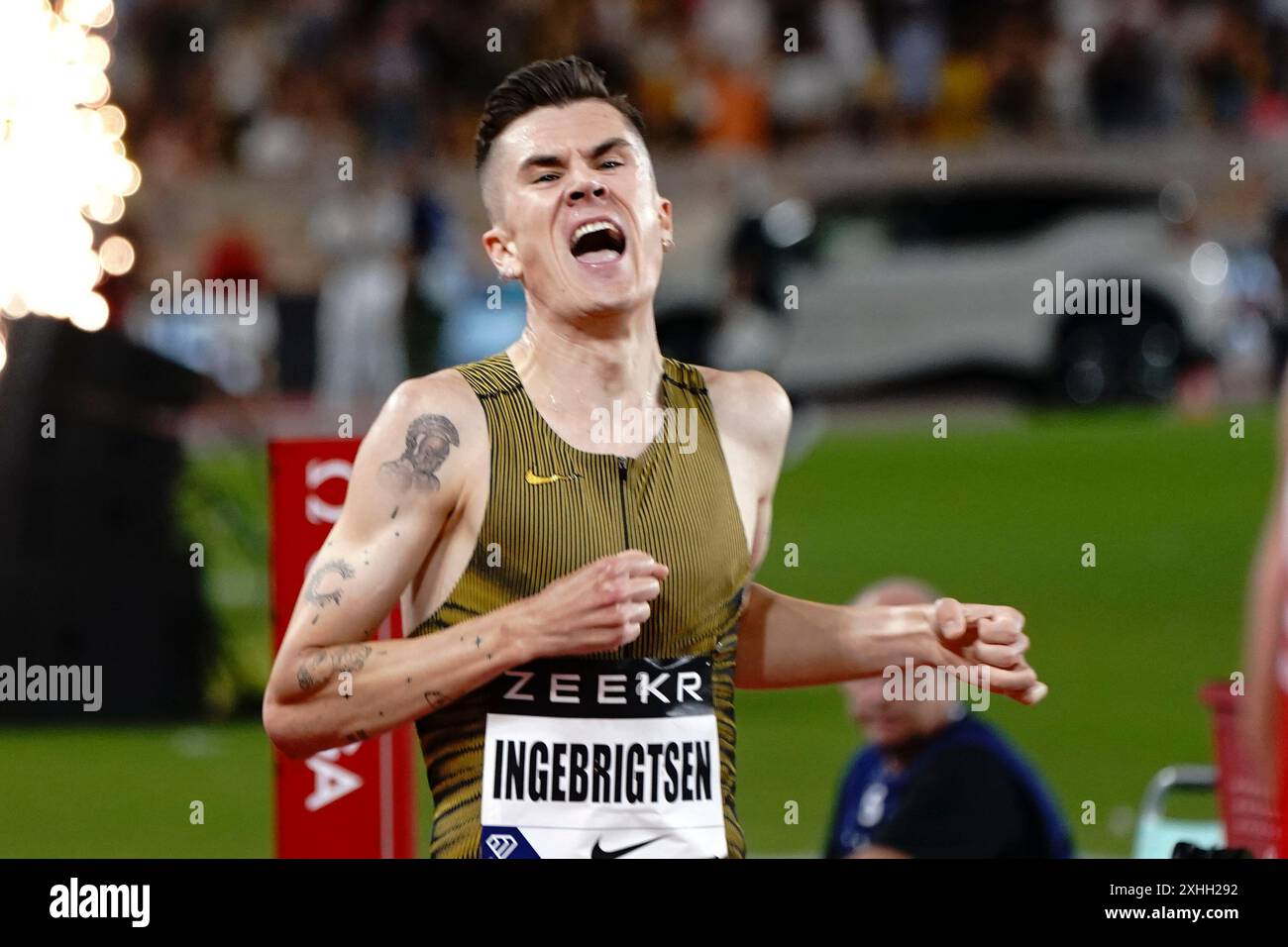 Jakob Ingebrigtsen (Norvège) le vainqueur 1500 mt. Hommes pendant Diamond League - Herculis Meeting International d'Athletisme, match international d'Athlétisme Banque D'Images