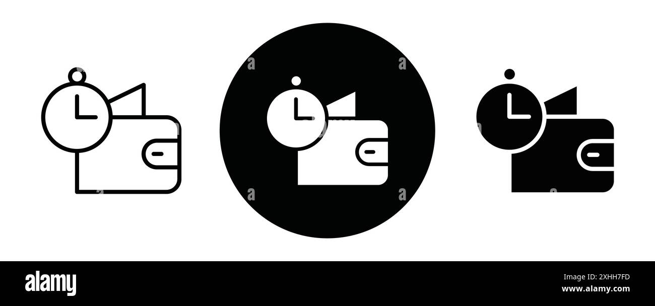 BNPL icône vecteur d'art de ligne noire en noir et blanc contour set signe de collection Illustration de Vecteur