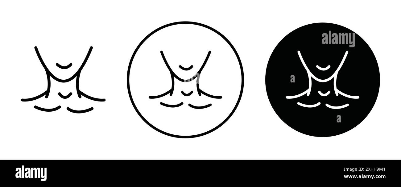 Icône de cou humain vecteur d'art de ligne noire dans le signe de collection d'ensemble de contour noir et blanc Illustration de Vecteur