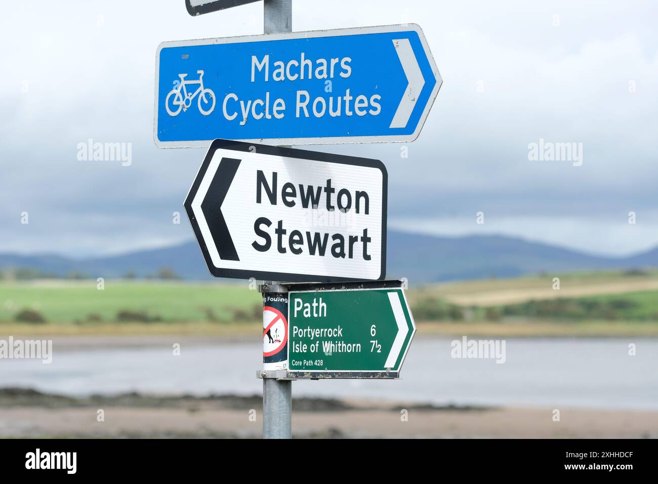 Machars cycle route signe à Garlieston, Whithorn, Wigtownshire près de Newton Stewart en Écosse Banque D'Images