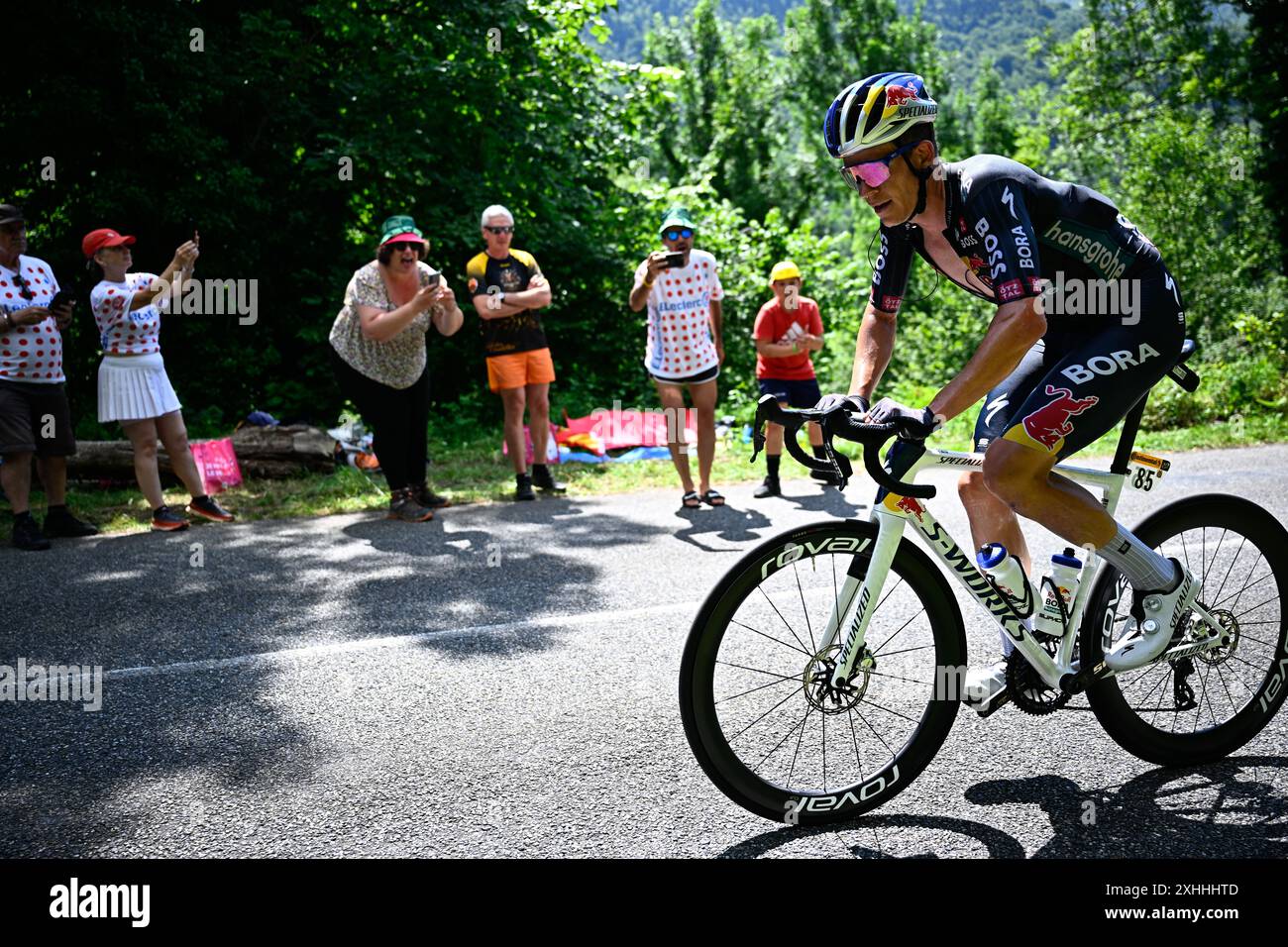 Tour de France - étape 15 - dimanche 14 juillet* 2024 Loudenvielle > plateau de Beille. Bob Jungels pour Red Bull Bora Hansgrohe. Photo Jasper Jacobs/Pool/GodinImages Banque D'Images