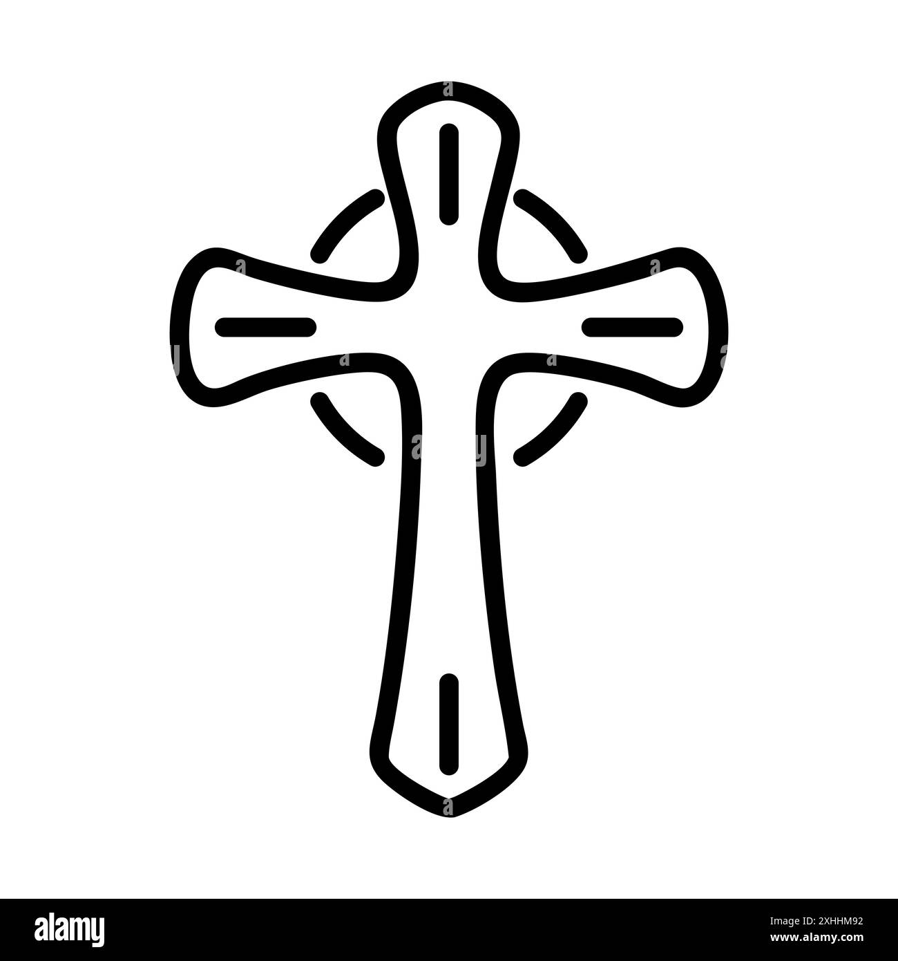 Icône de croix chrétienne. Simple icône de dessin au trait d'une croix chrétienne symbolisant la foi et les croyances religieuses. Illustration vectorielle Illustration de Vecteur