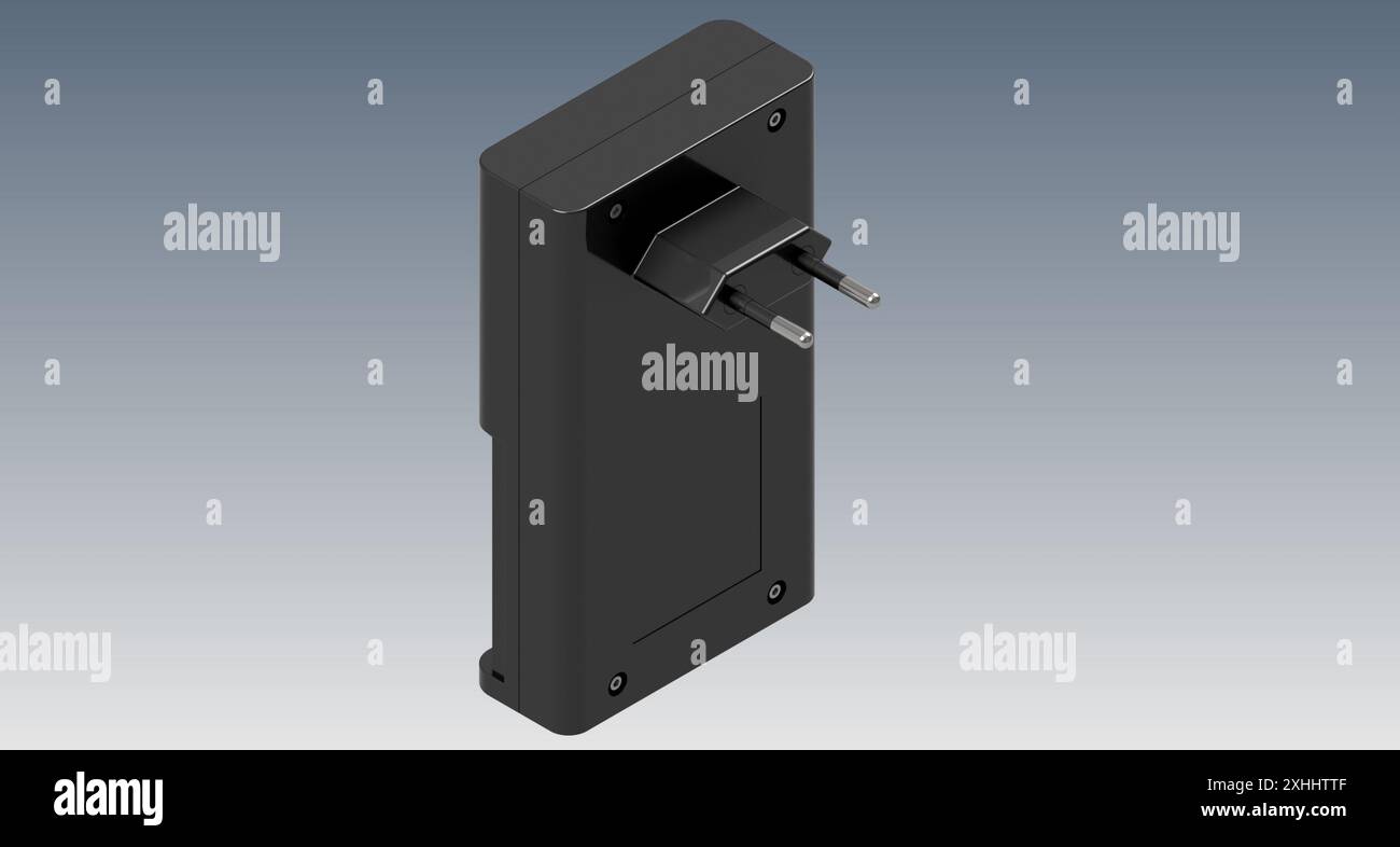 Charge de batterie noire moderne - image rendue 3D. Banque D'Images