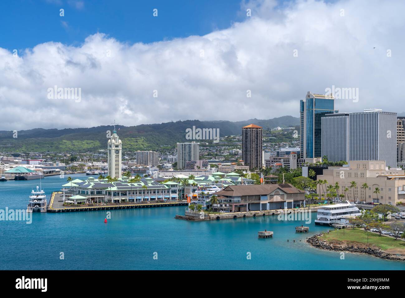 Port maritime et Hawaii Pacific University of Honolulu, Oahu, Hawaii, États-Unis. Banque D'Images